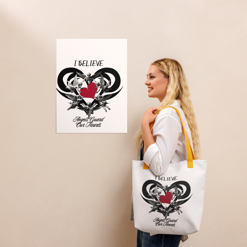 I Believe Angels Guard Our Hearts Tote Bag