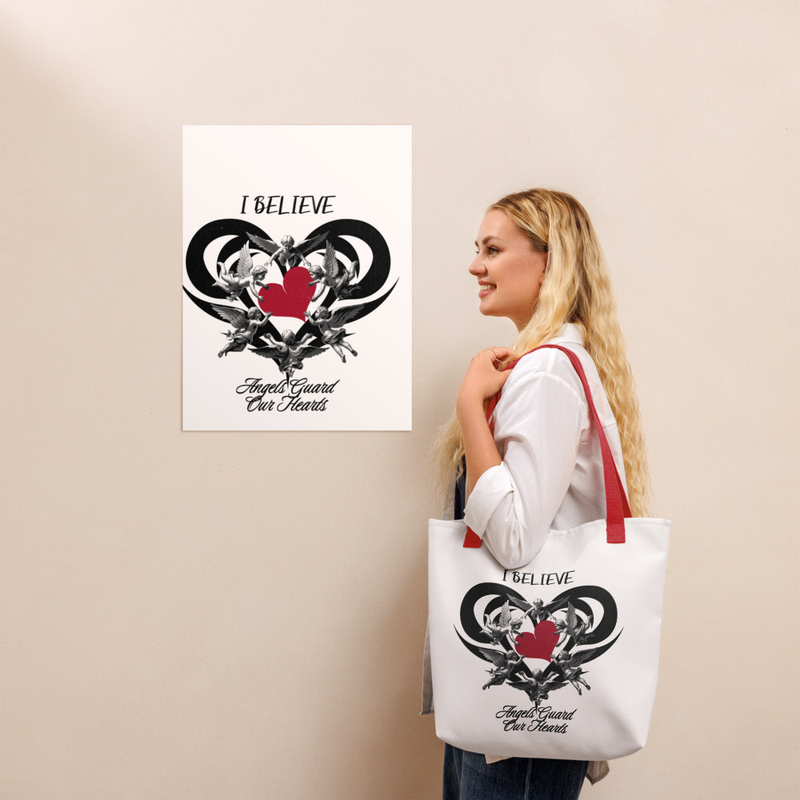 I Believe Angels Guard Our Hearts Tote Bag