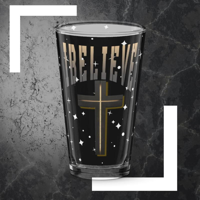 Belief Cross Pint Glass