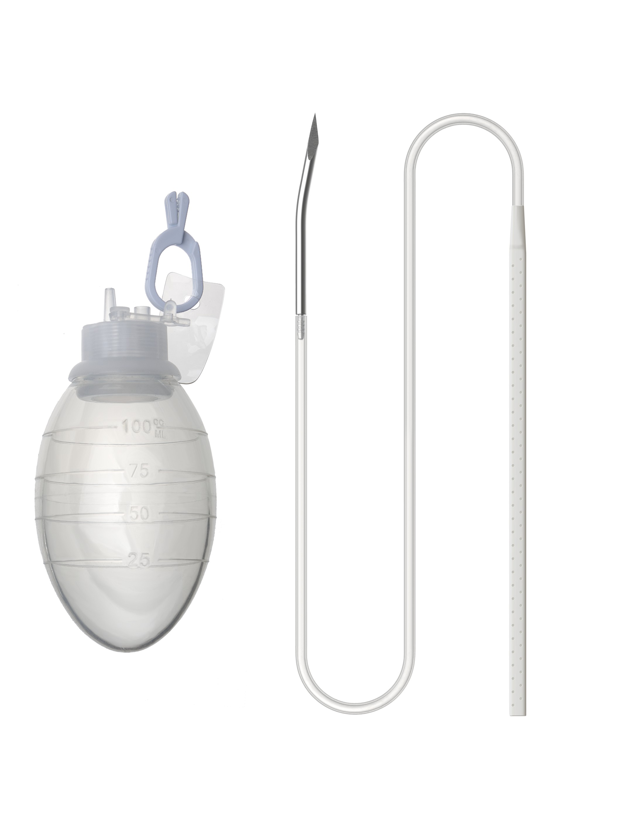 Wound Drainage Set with SIlicone Reservoir and Silicone Flat Perforated Drainage Tube