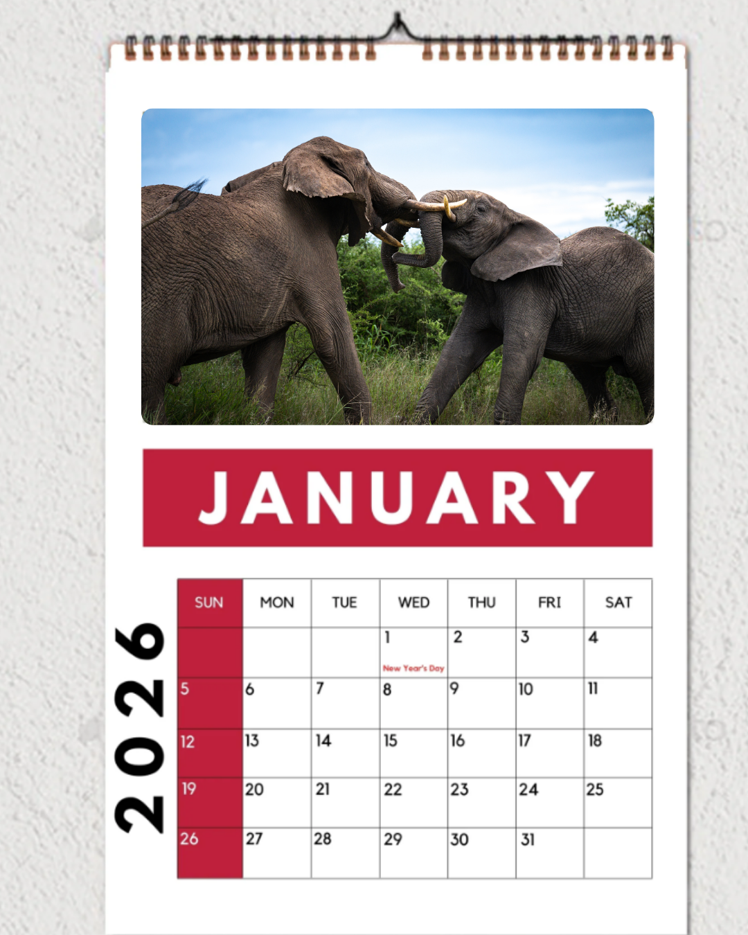 2026 Hanging Calendar 