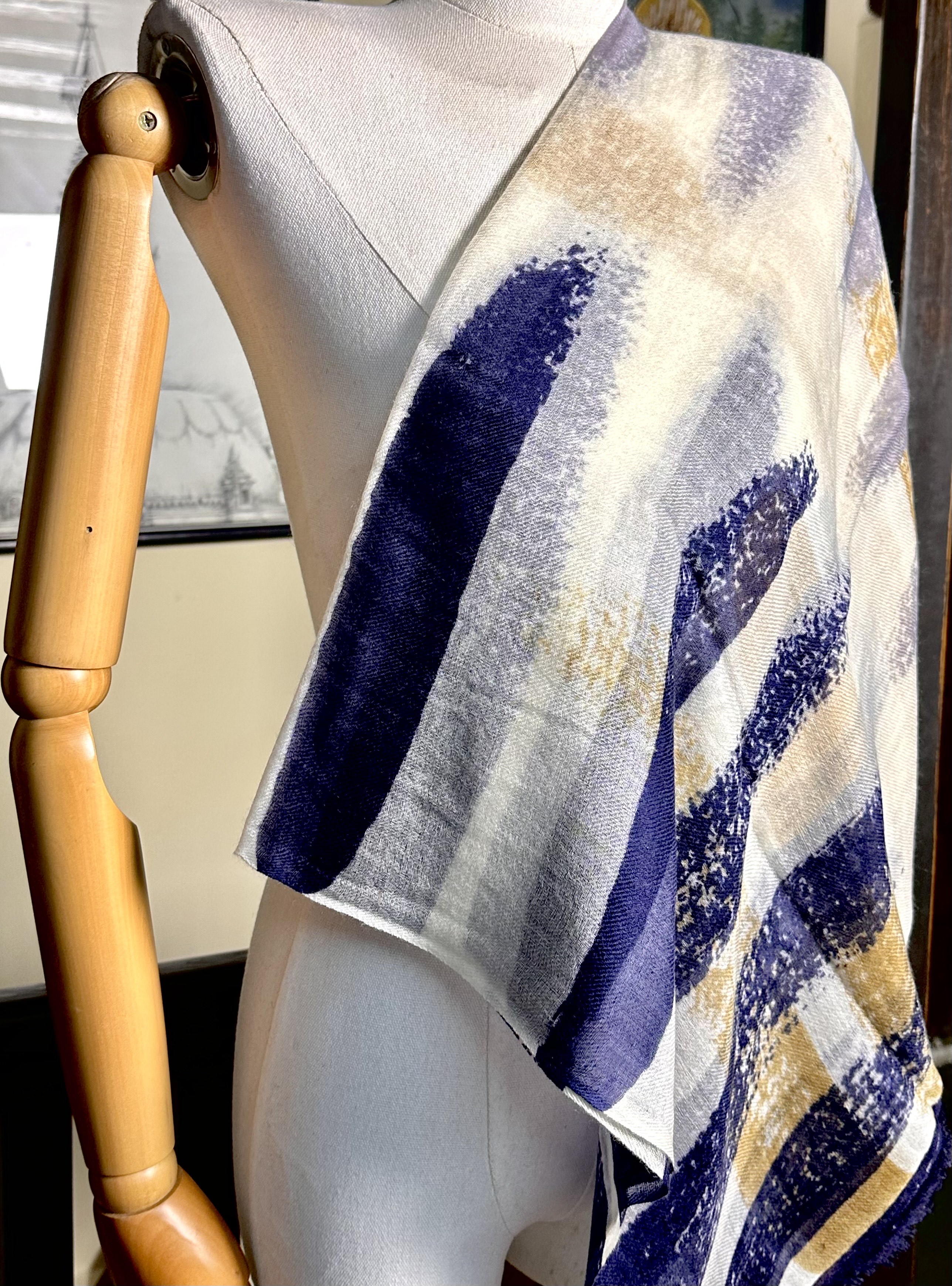 Hand-painted abstract scarf