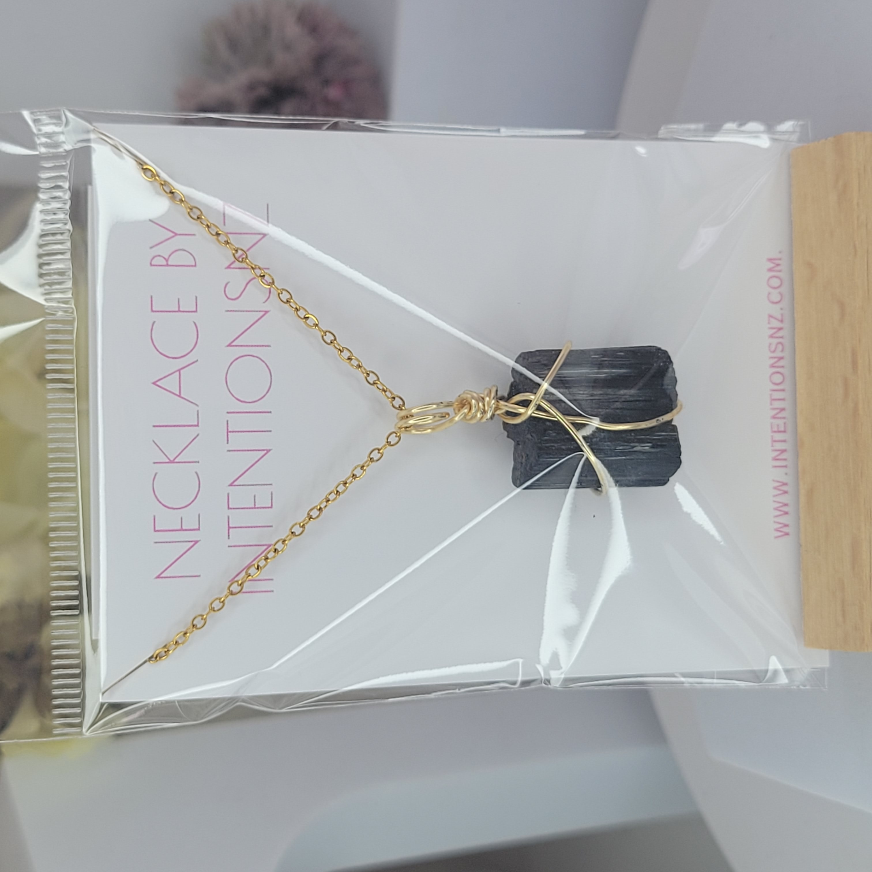 Black Tourmaline Necklace - Gold