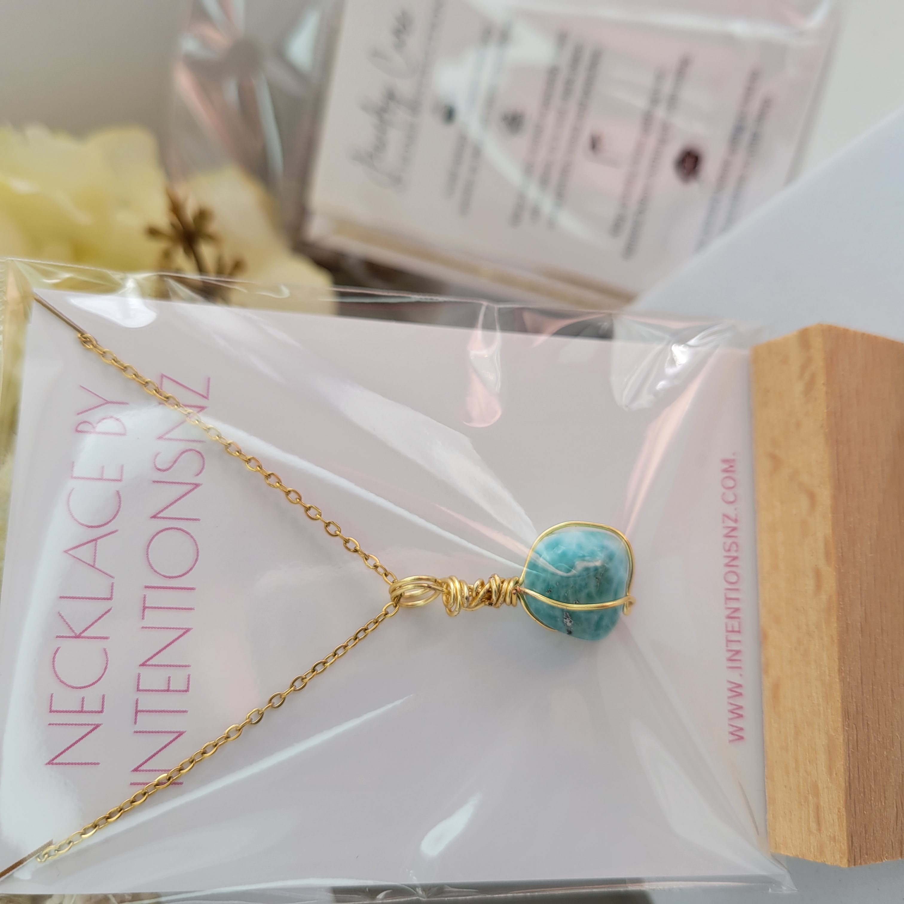 Larimar Necklace - Gold