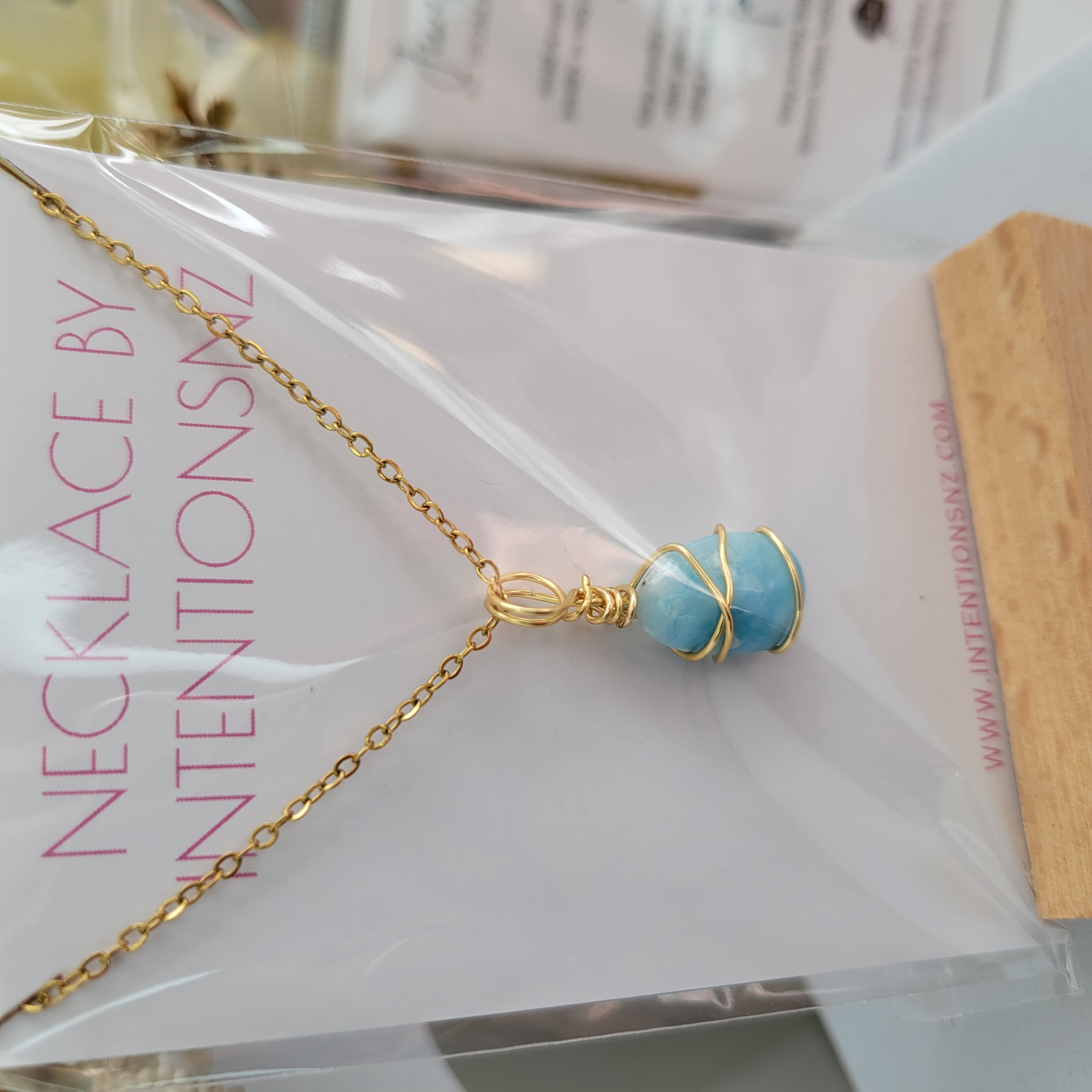 Larimar Necklace - Gold
