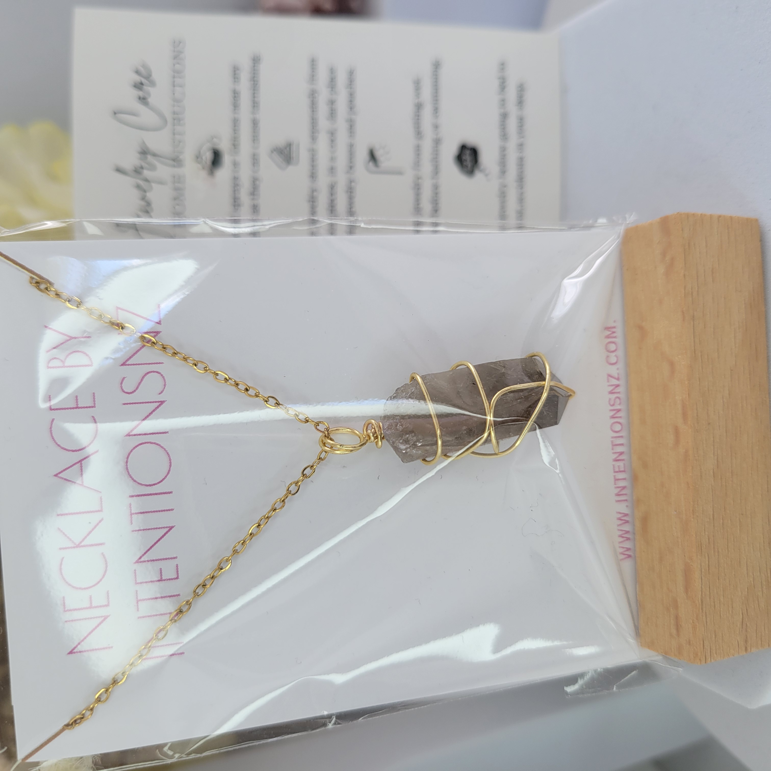 Smokey Quartz Necklace - Gold