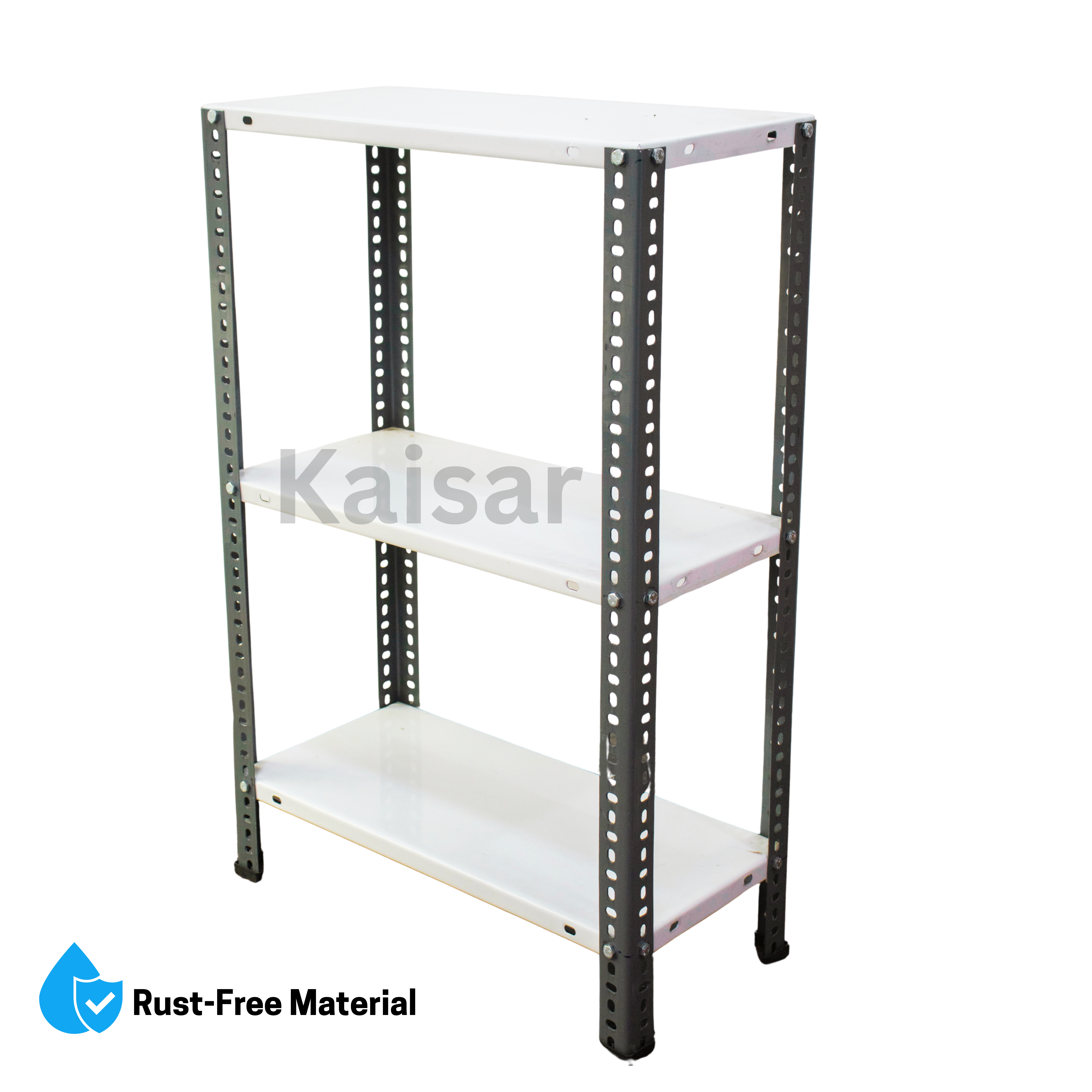 Kaisar 36x24x12 3PC White Shoe Rack | Multipurpose Slotted Angle Rack | Metal Display & Storage Unit (DIY, Rustproof, Powder Coated Finish)