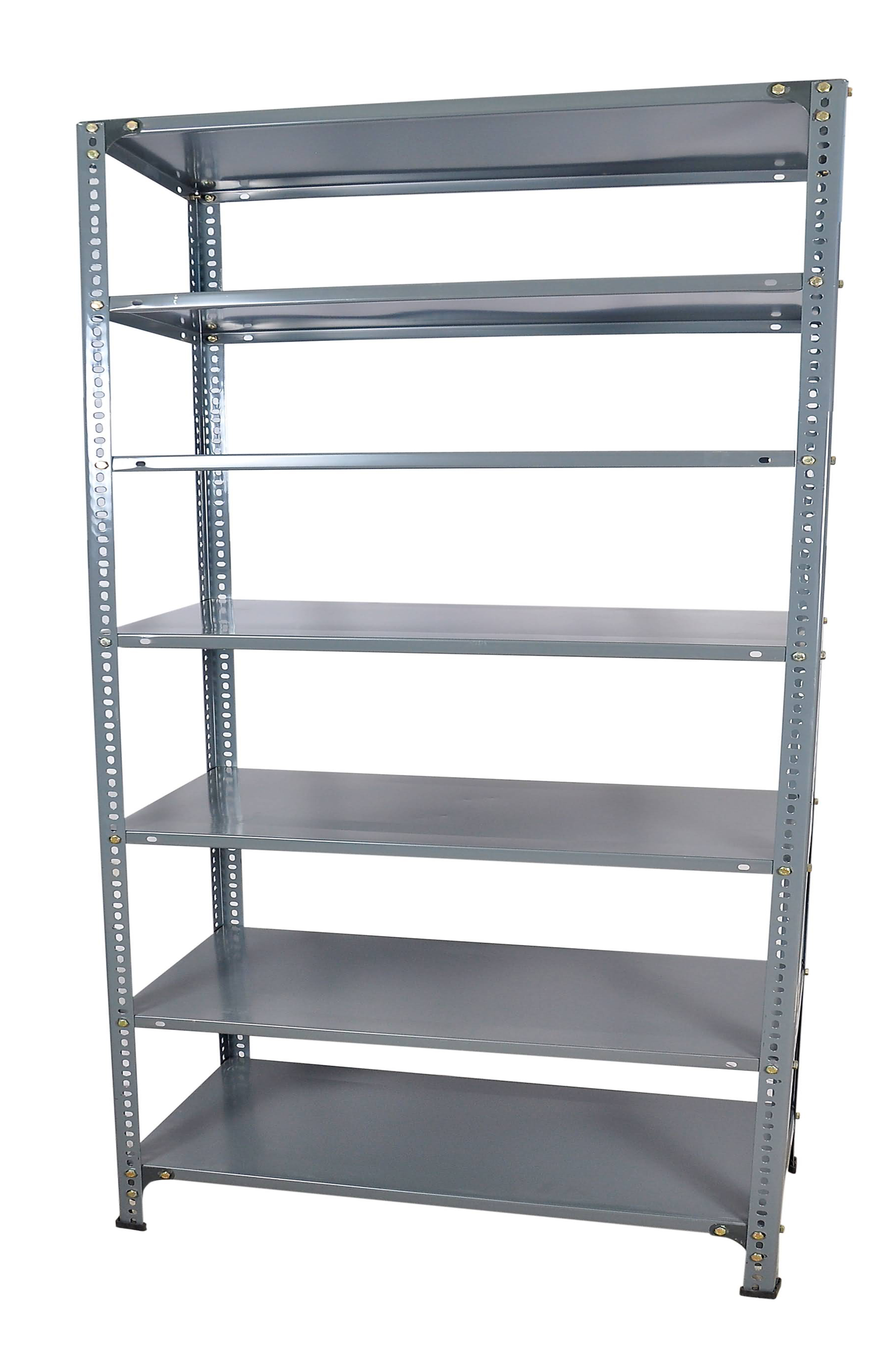Kaisar Slotted Angle Rack – 7FT × 4FT × 1.25FT, 7 Shelves, Heavy-Duty Steel, 350kg Capacity, Grey, Free Delivery