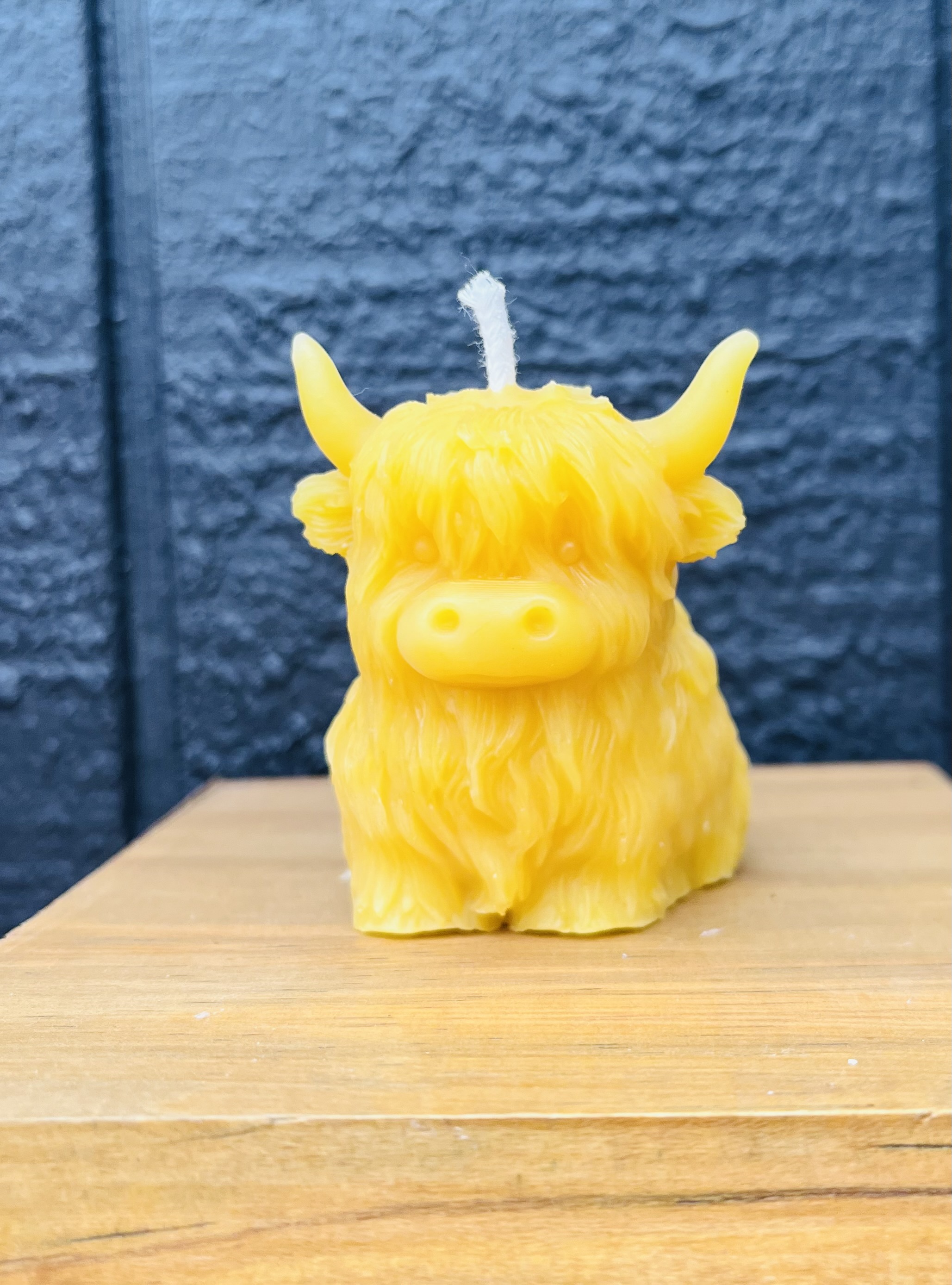 Highland cow beeswax candle