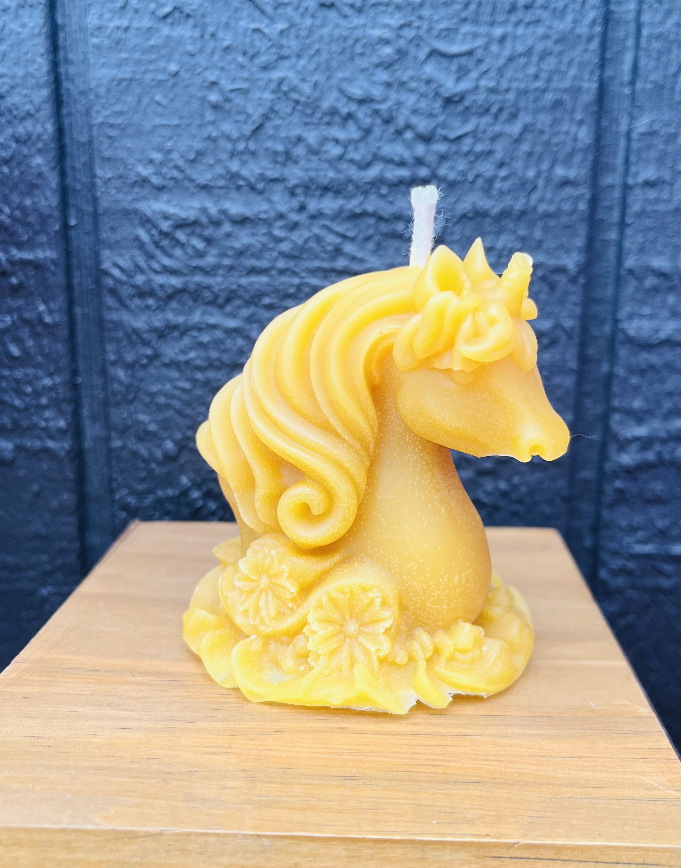 Unicorn beeswax candle