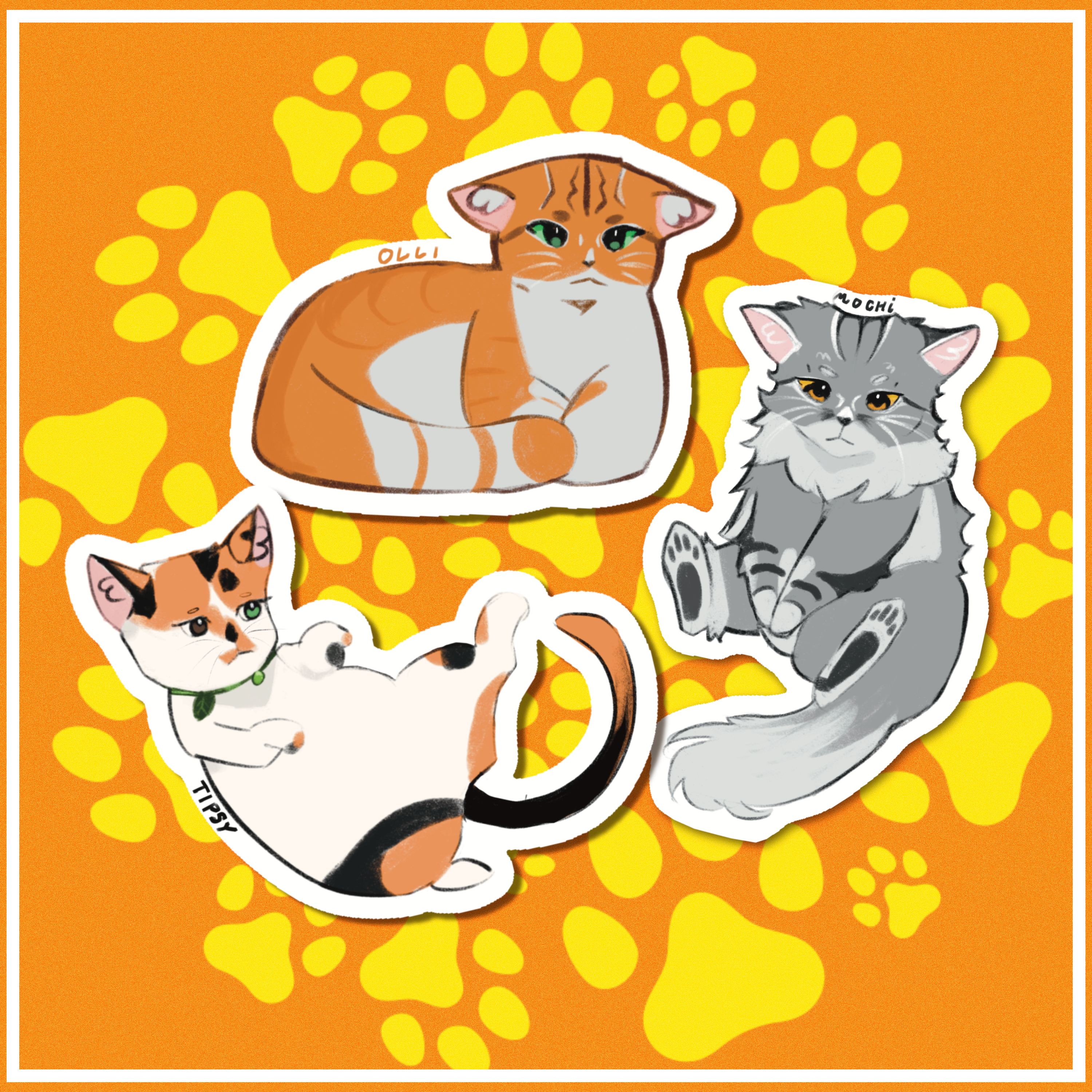 Trio cats Sticker Set