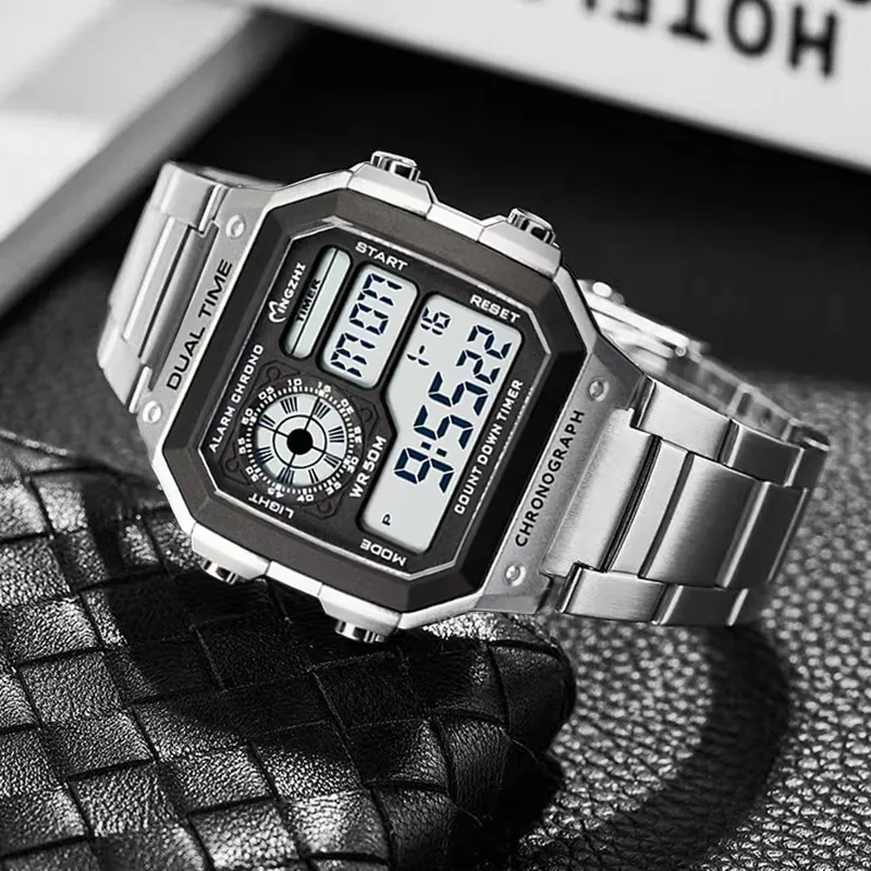 Digital Men's Sport Watch with Rectangular Dial