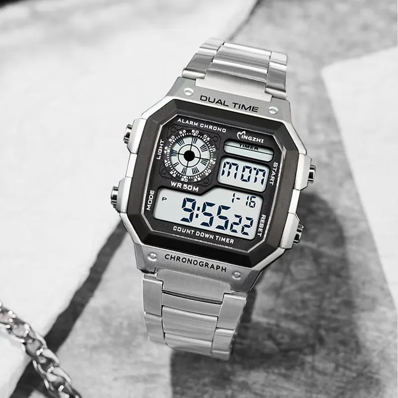 Digital Men's Sport Watch with Rectangular Dial