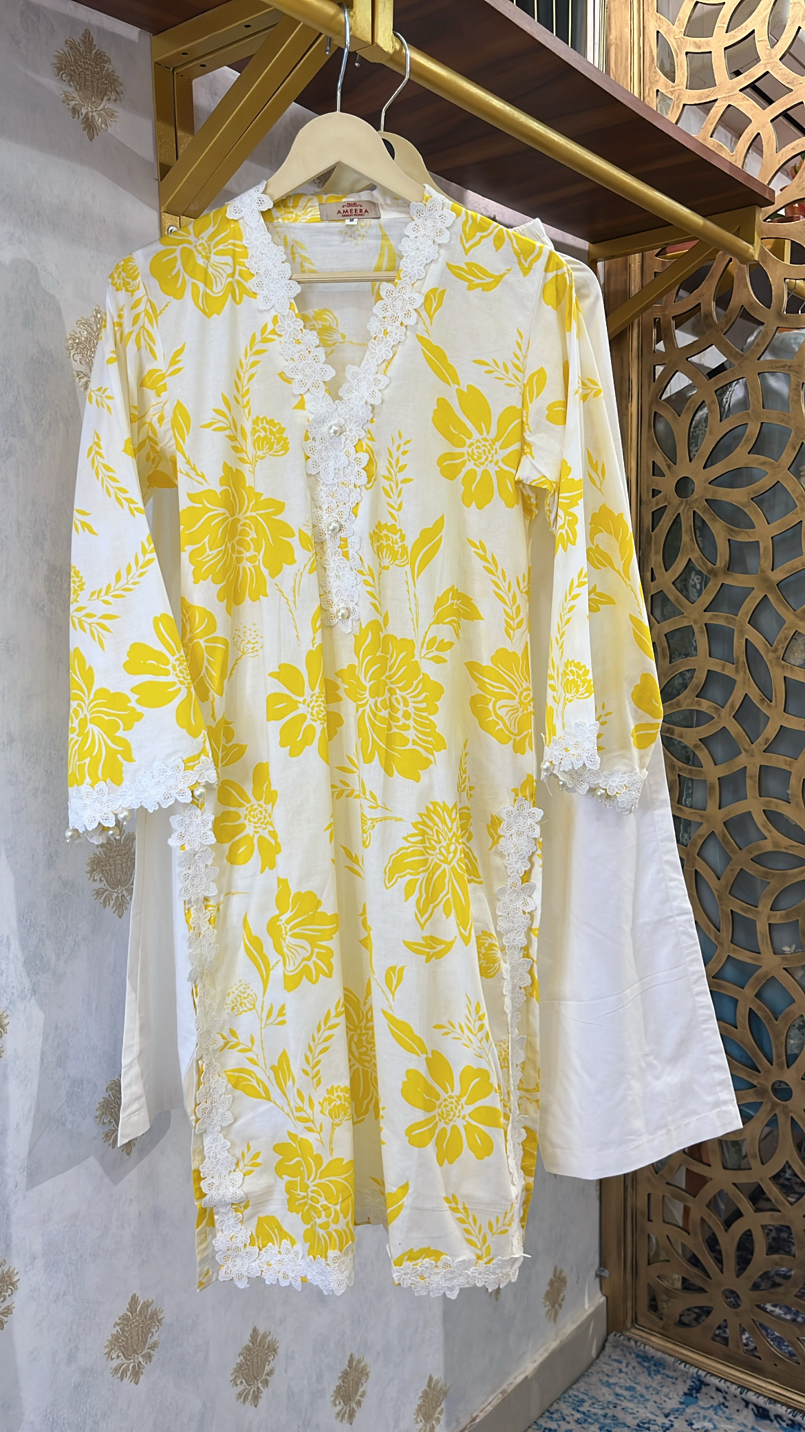 Yellow Floral Printed Kurta Set