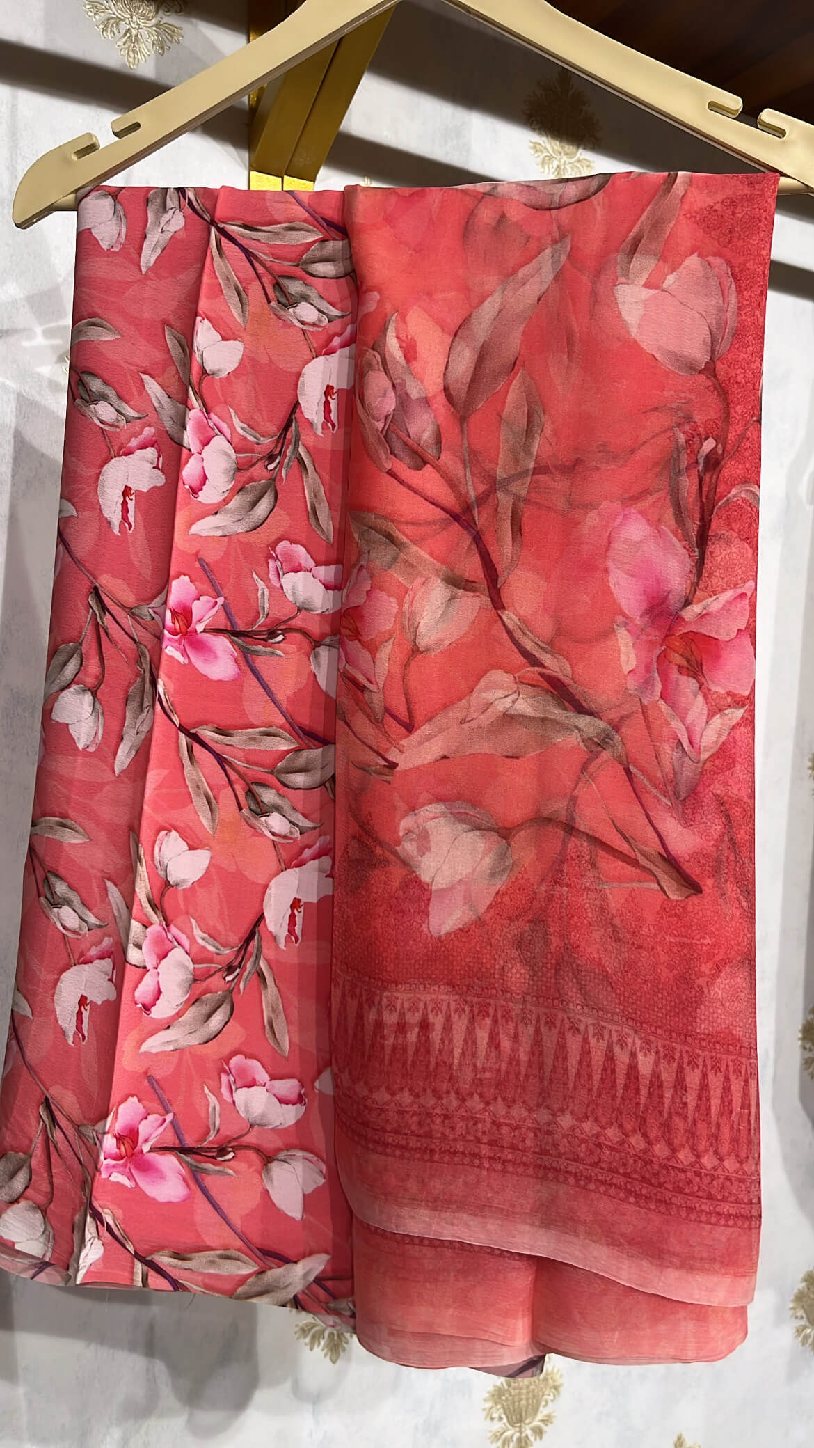 Floral Print Chiffon Unstitched Suit