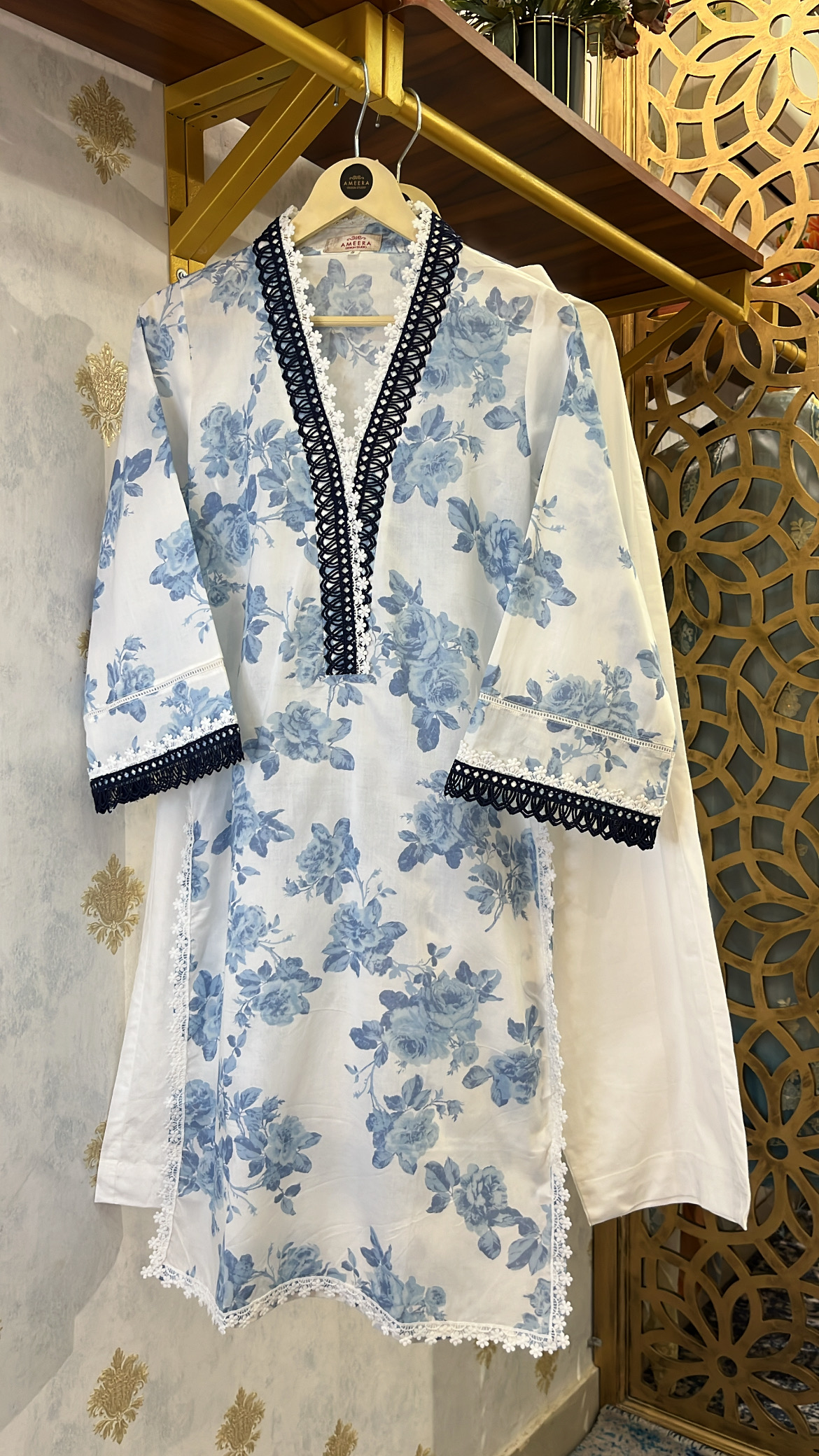 Blue Hydrangea Kurta Set