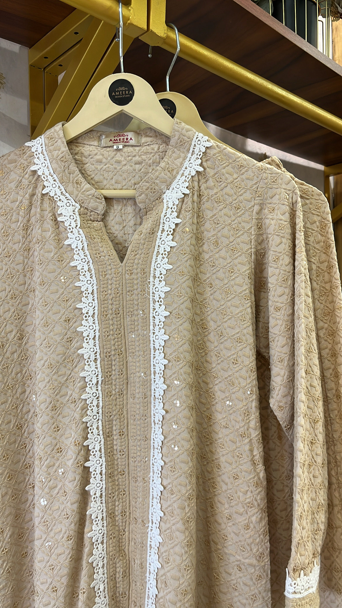 Beige Lacey Co-ord Set