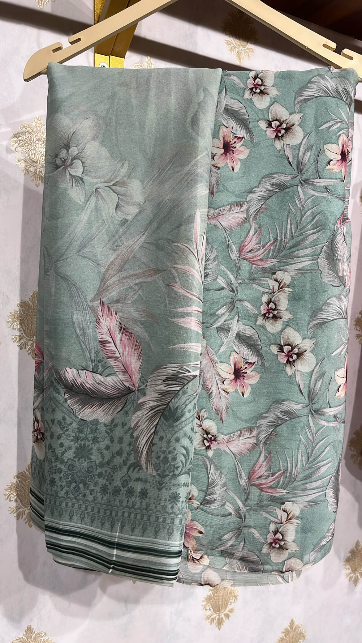 Floral Print Chiffon Unstitched Suit