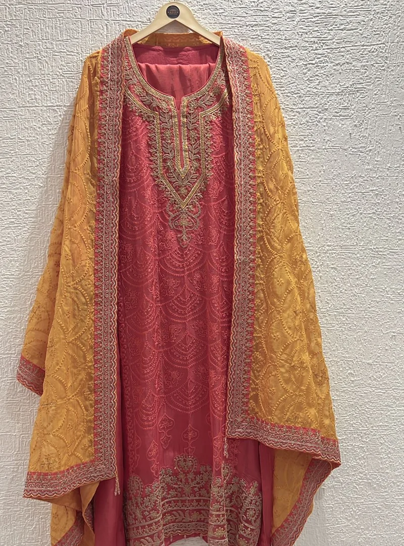 Self thread embroidered Parsi Delight