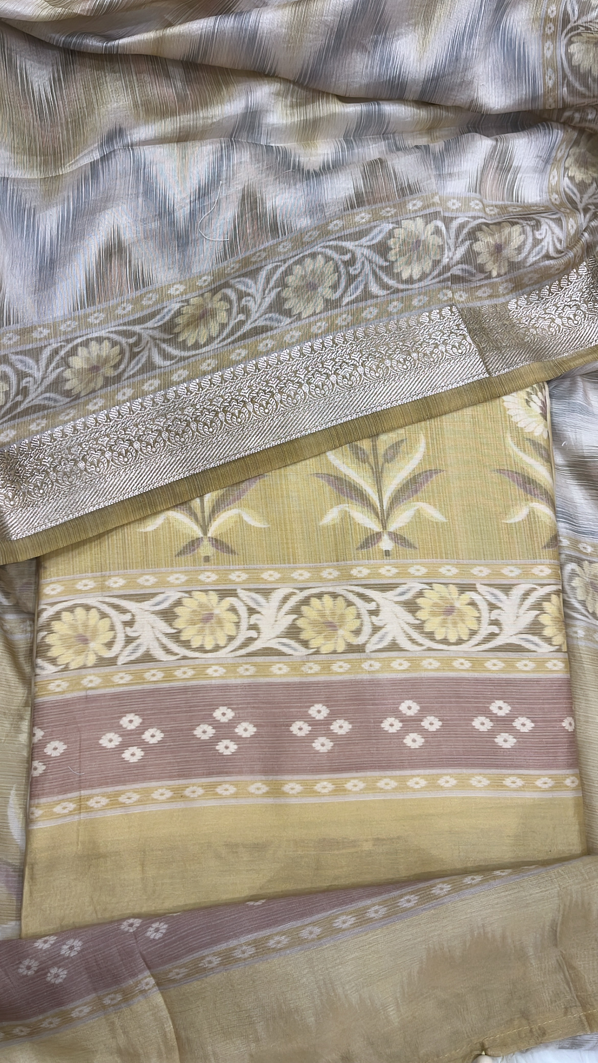 Nude Mustard Calcutta Silk Suit