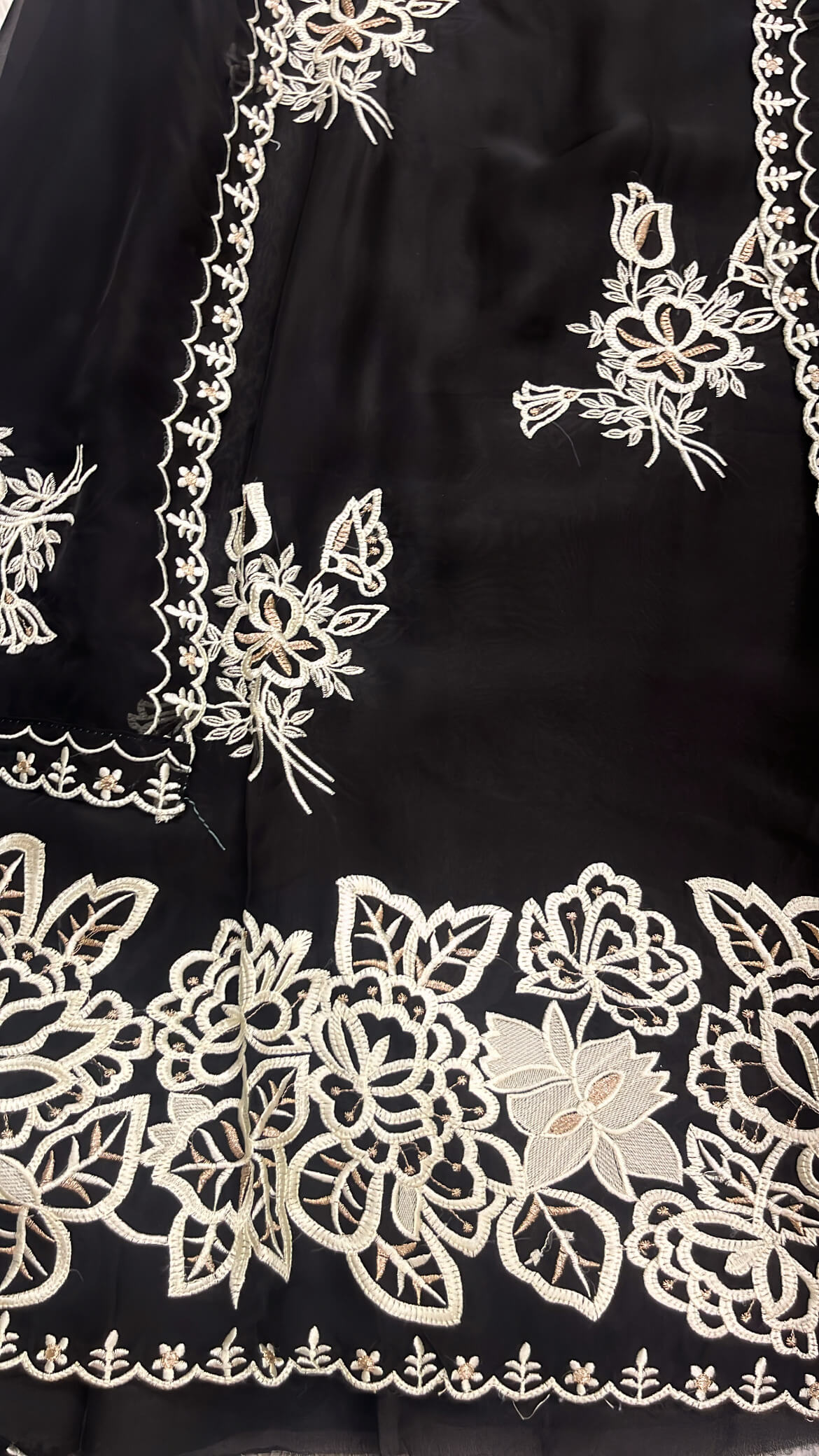 Black Soft organza with Thread work