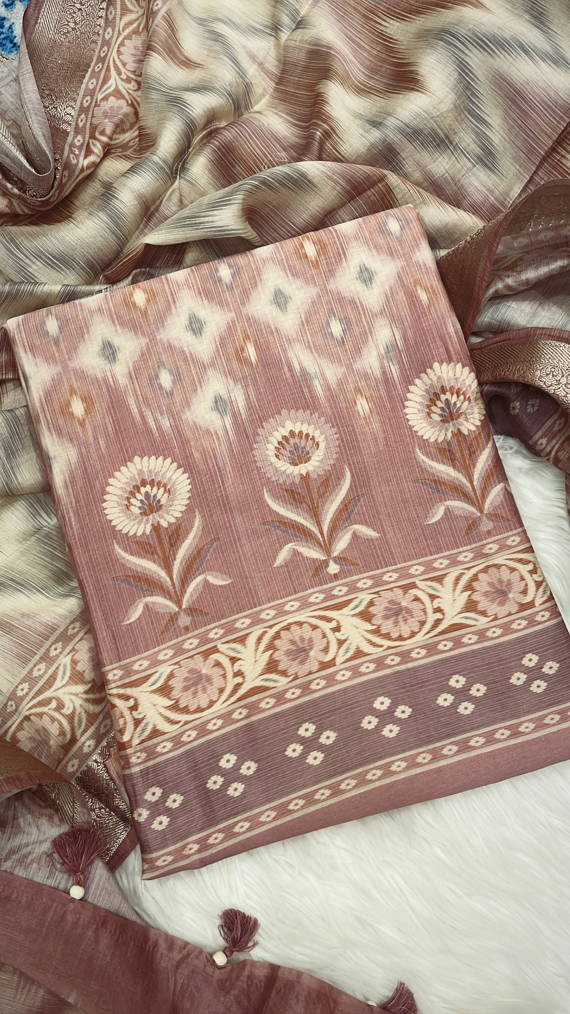 Dusky Pink Calcutta Silk Suit