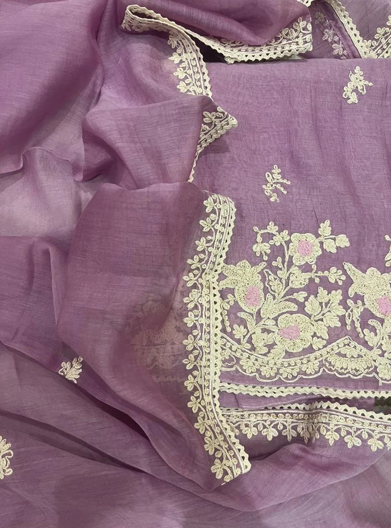 Mul Cotton suit with French Knot work
