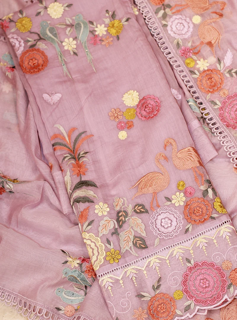 Pure Mul Cotton with Parsi Resham Thread Work