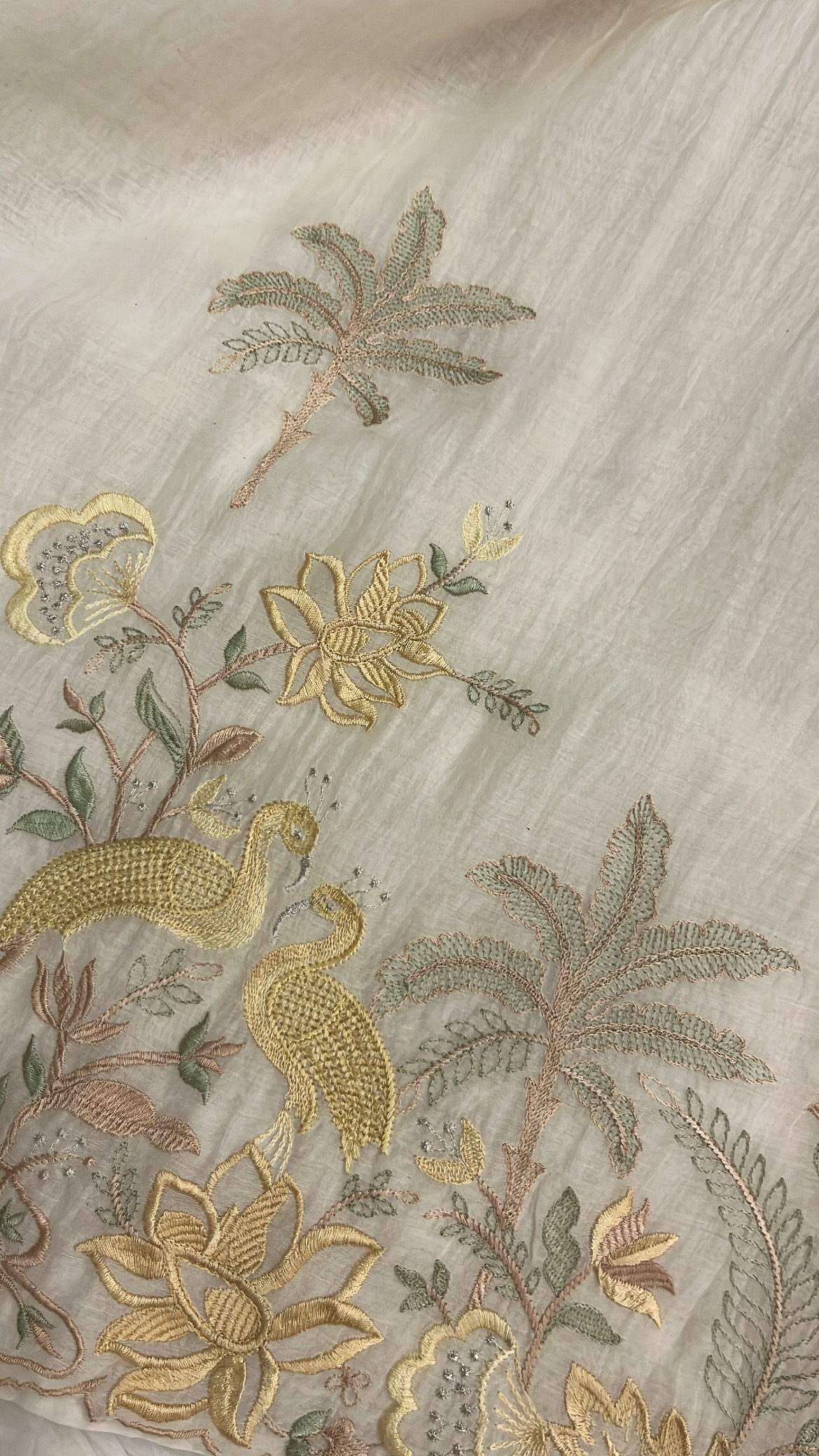 Embroidered Off - White Pure Mul Cotton Suit