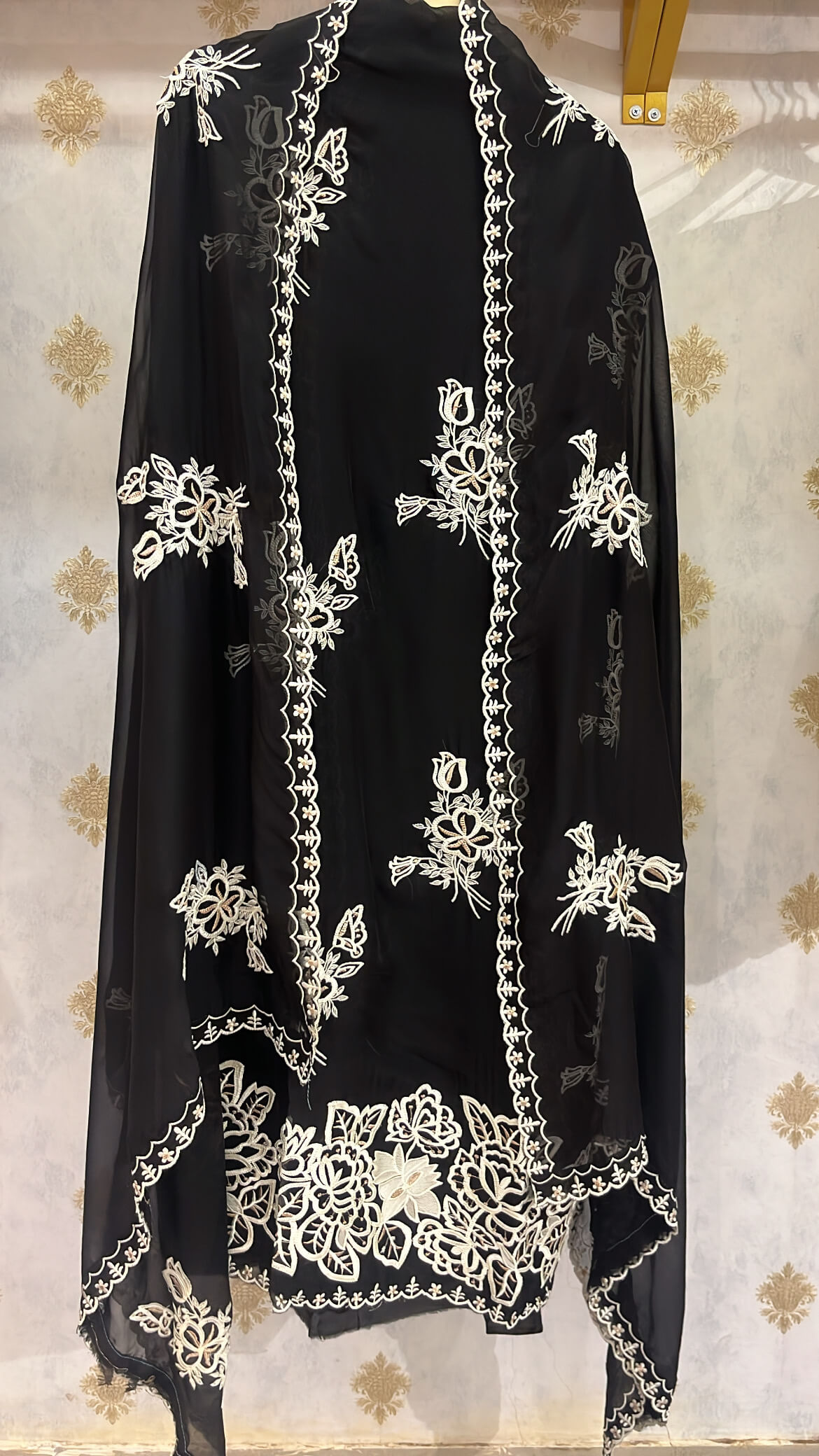 Black Soft organza with Thread work