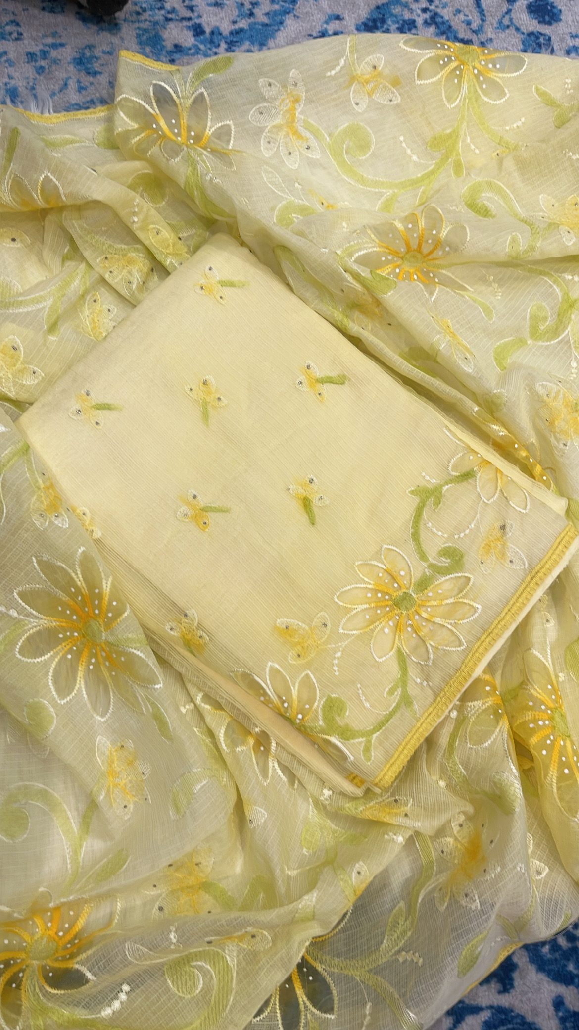 Sunshine Yellow Embroidered Cotton Suit