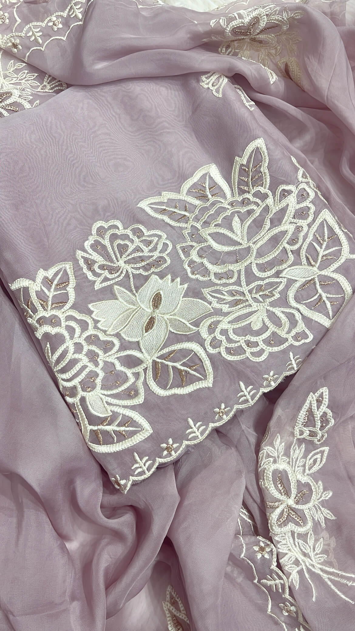 Lilac Soft organza with Thread work