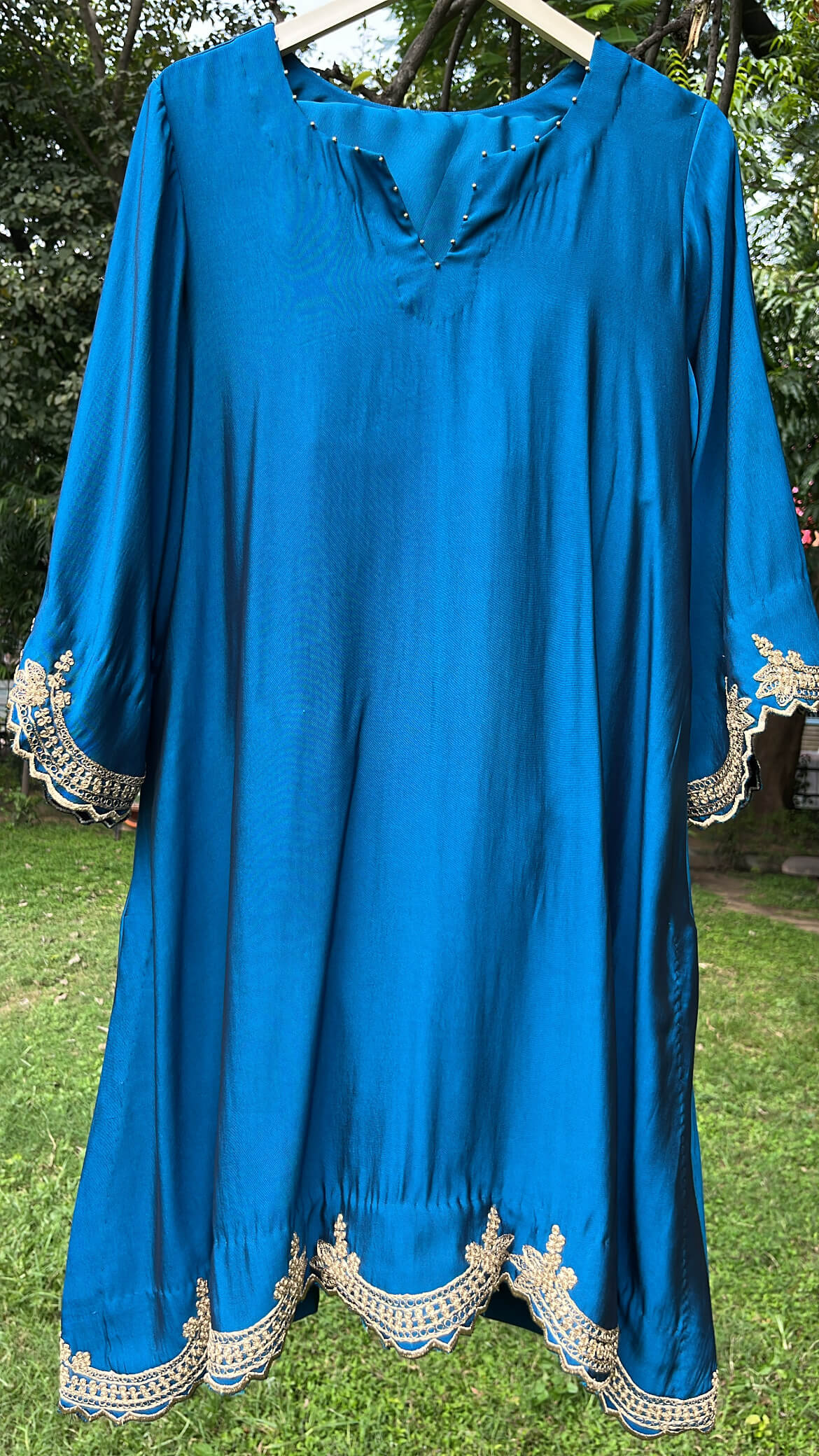 Peacock Blue Silk Co-ord set