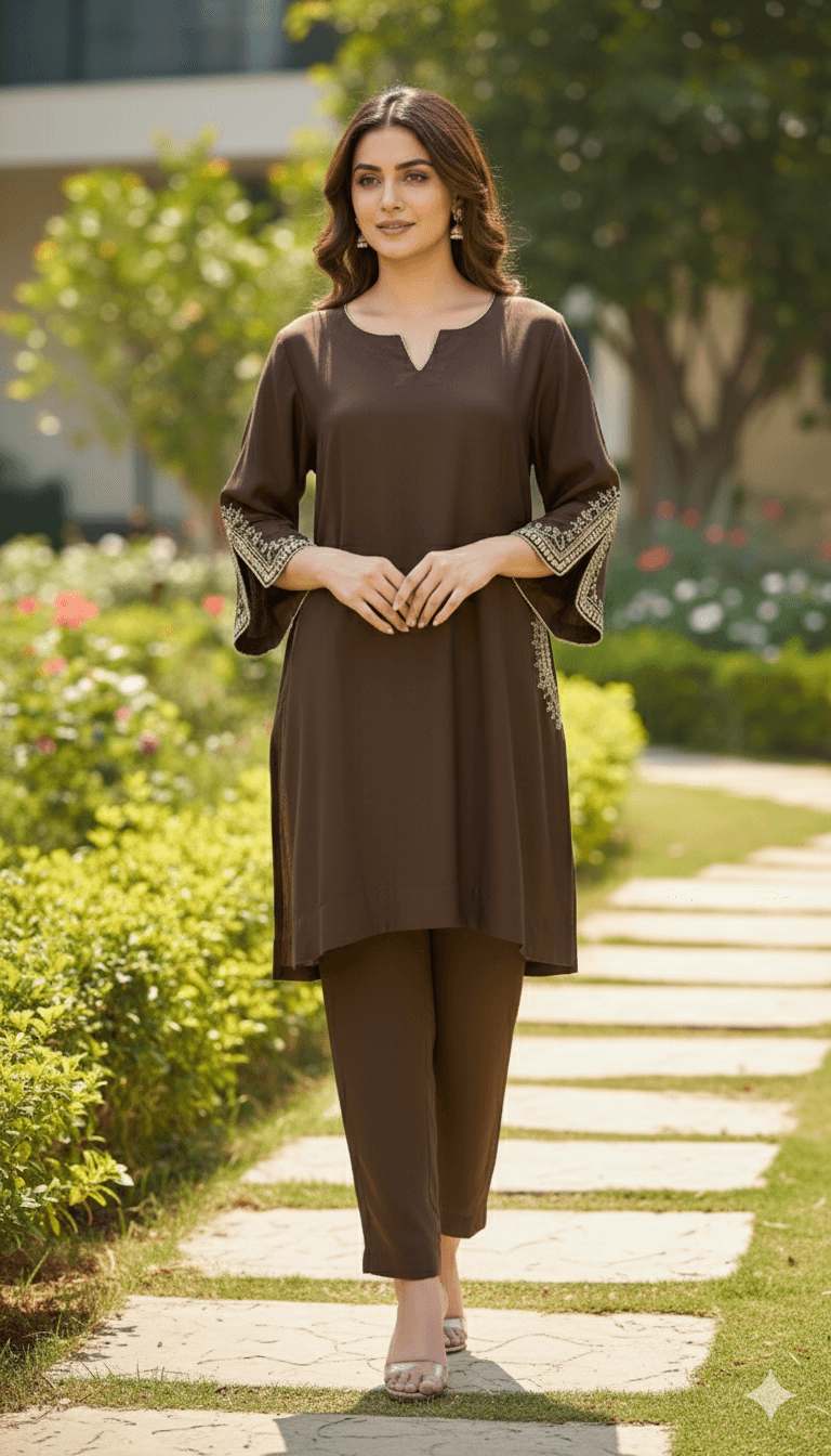 Brown Silk Co-ord Set