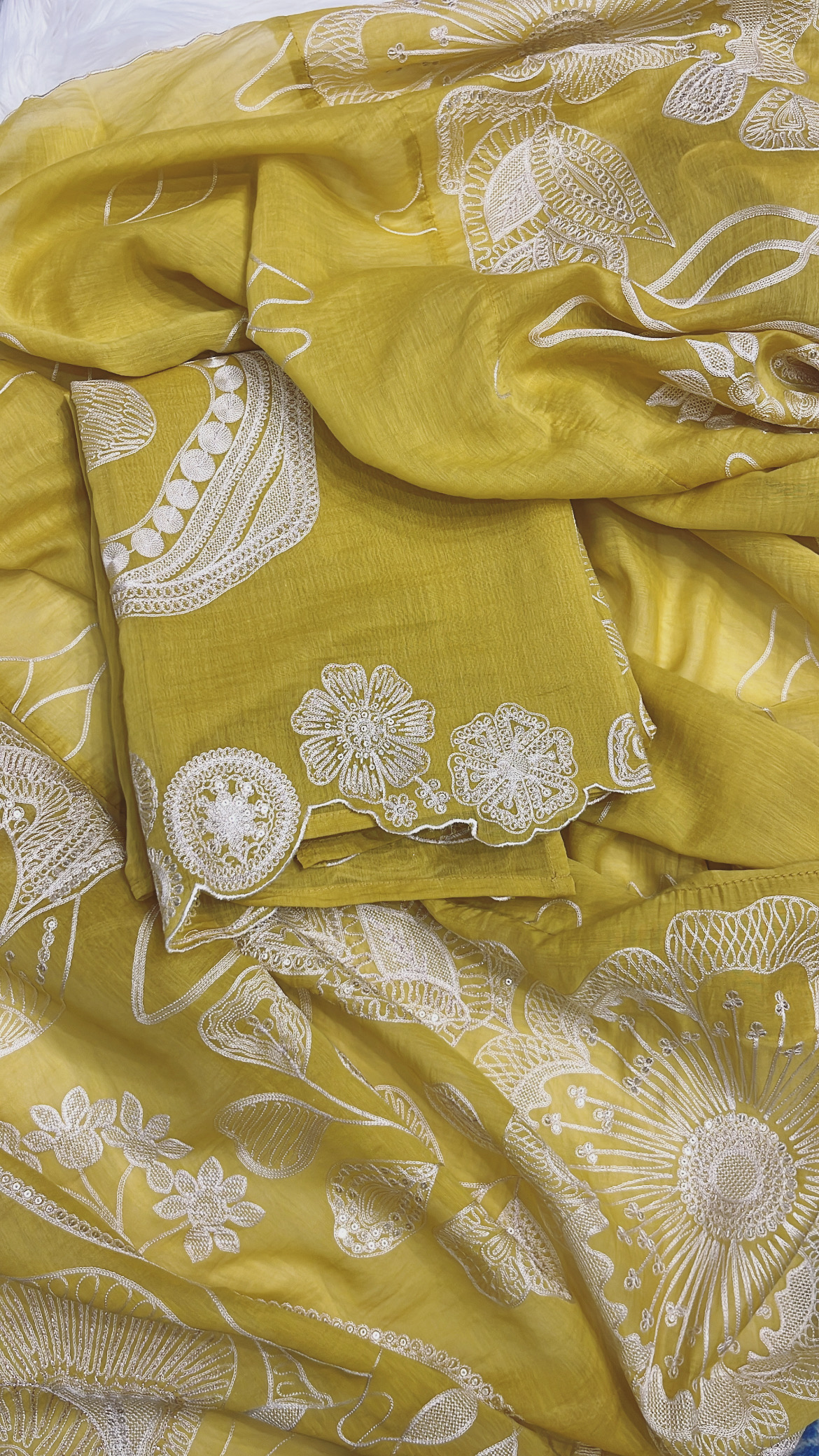 Abu Jani Inspired Mustard Yellow Embroidered Suit