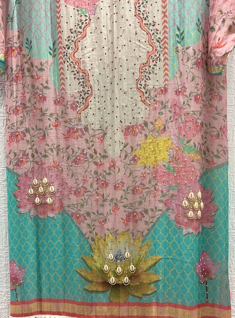 Embroidered Floral Printed Suit