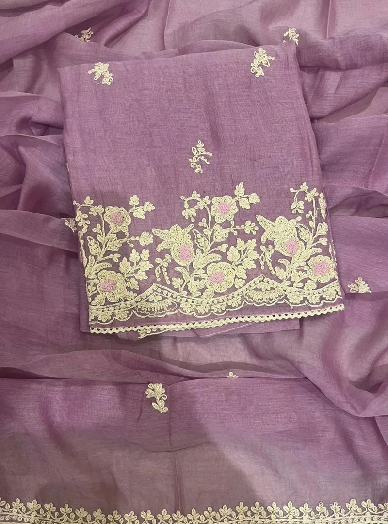 Mul Cotton suit with French Knot work