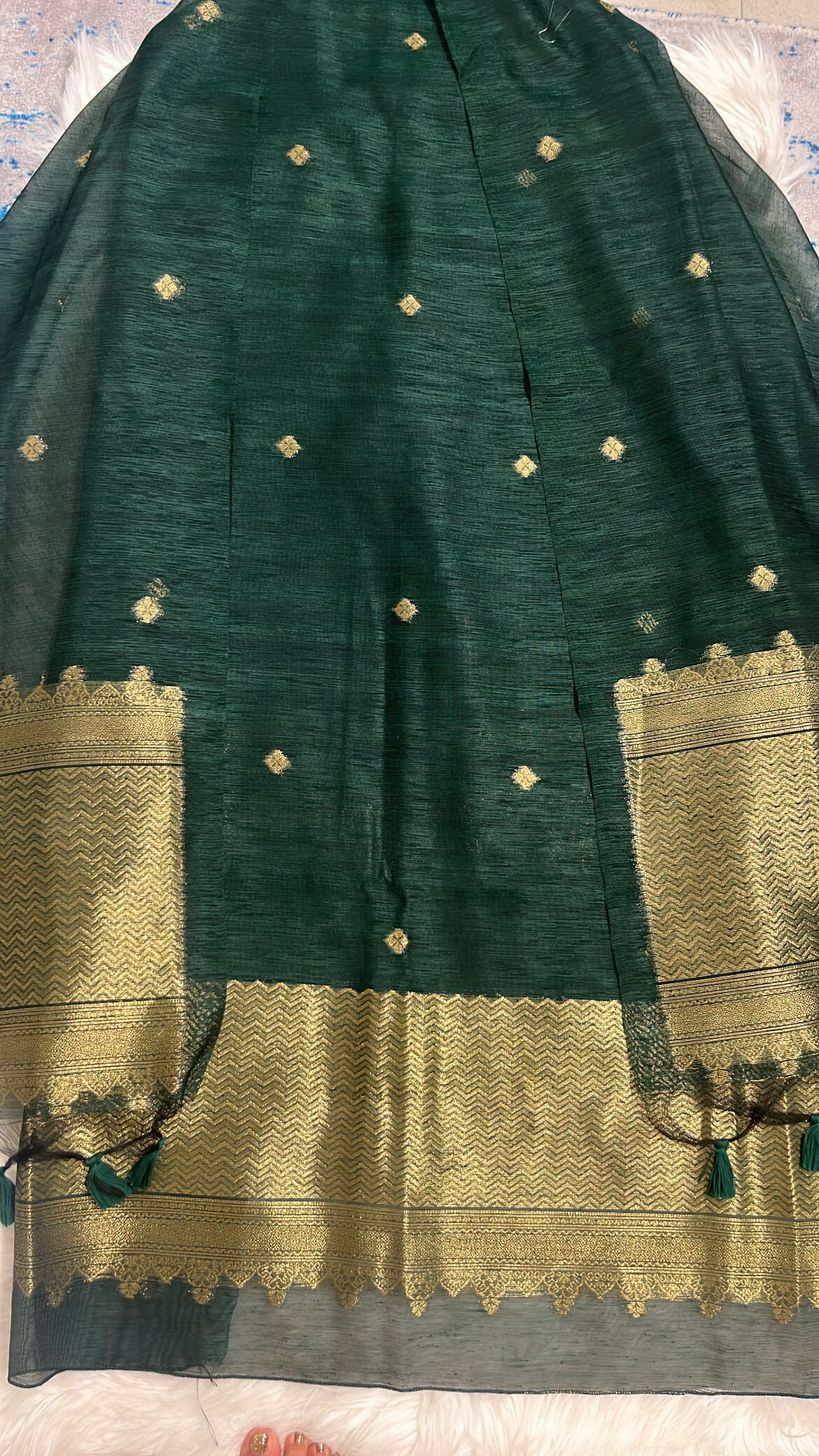 Bottle Green Banarsi Silk with Zari Weave