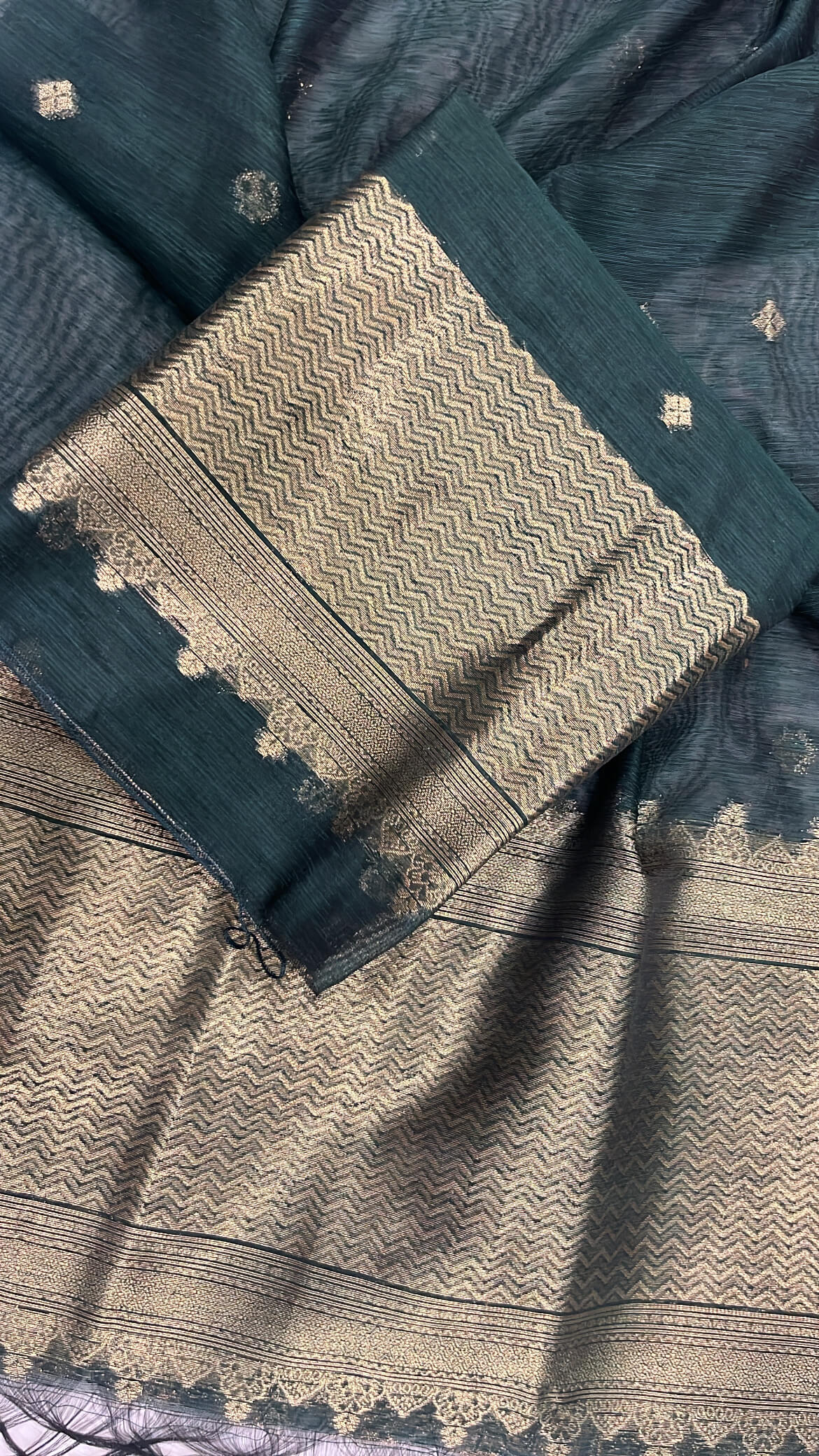 Bottle Green Banarsi Silk with Zari Weave