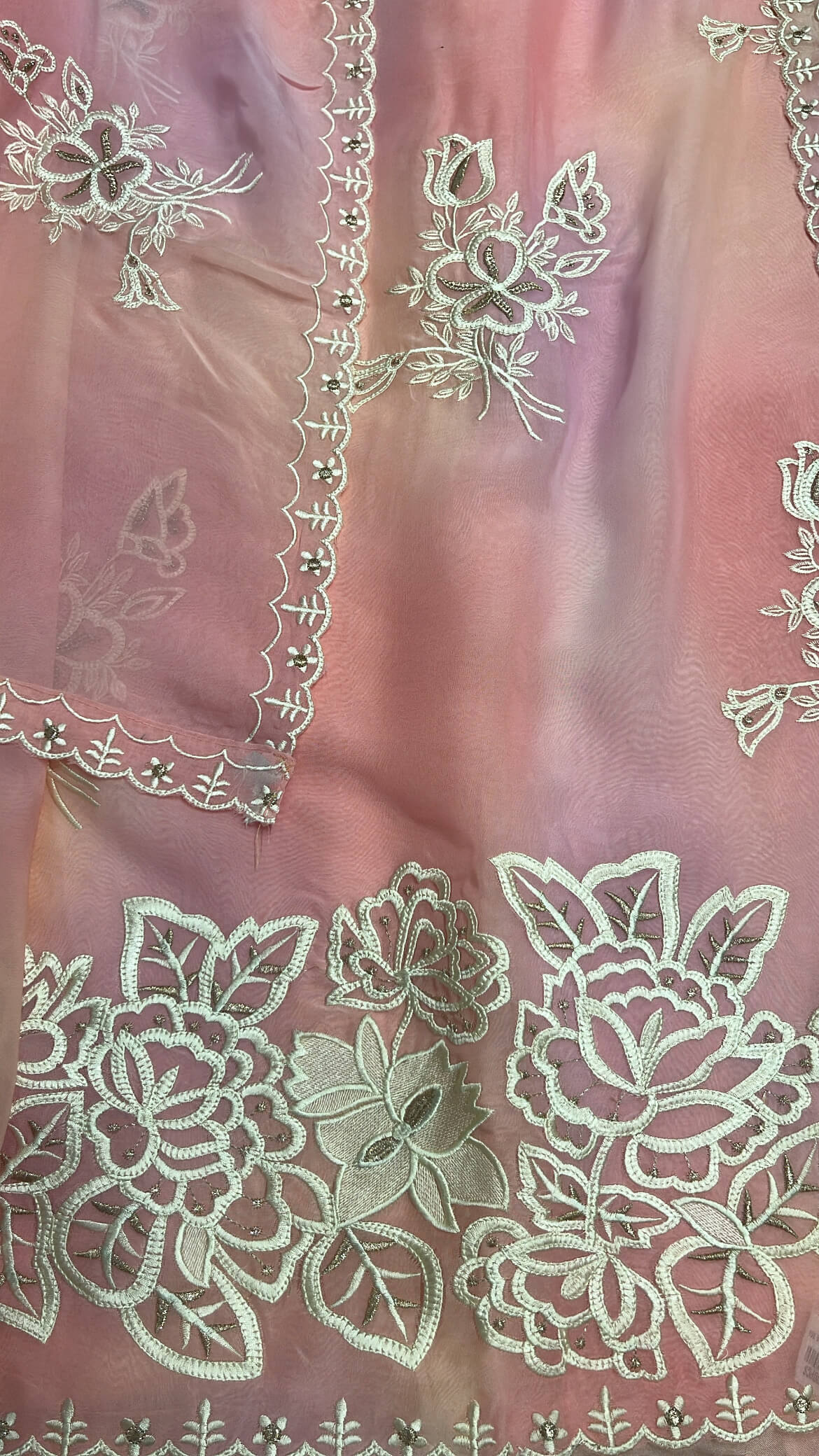 Ombre Pink Soft organza with Thread work