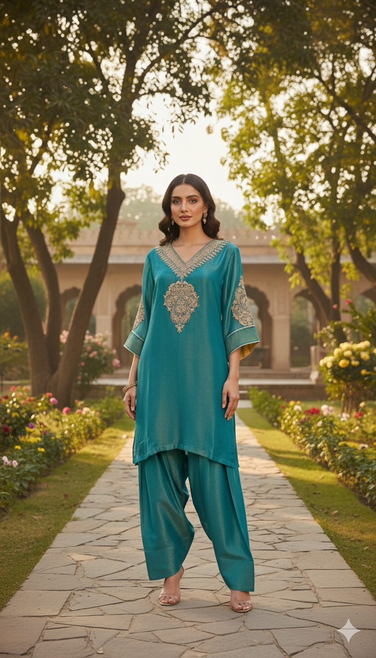 Teal Crush Tissue Co-ord Set