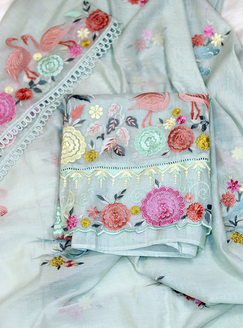 Pure Mul Cotton with Parsi Resham Thread Work