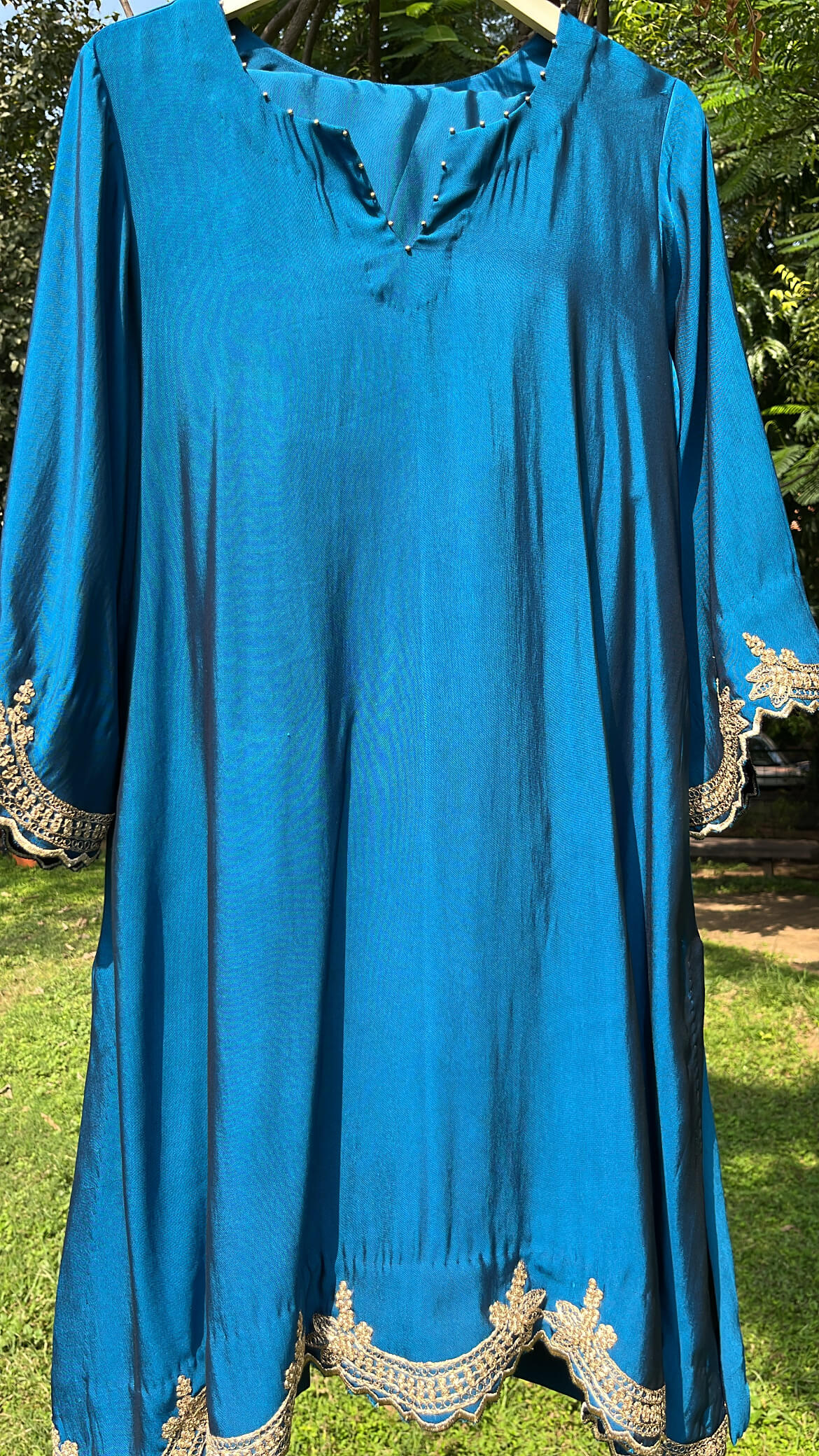 Peacock Blue Silk Co-ord set