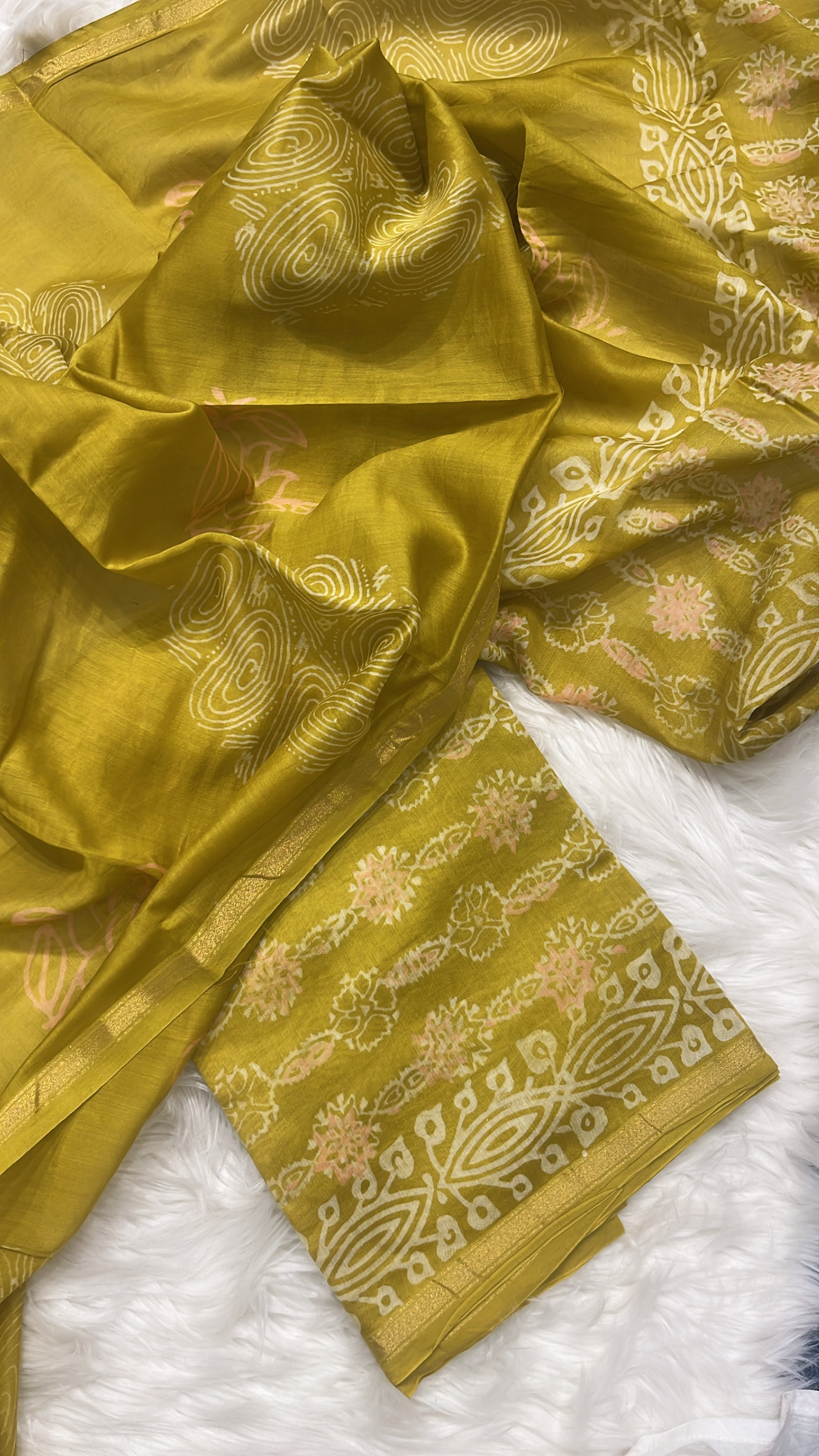 Lime Green Maheshwari Silk Suit