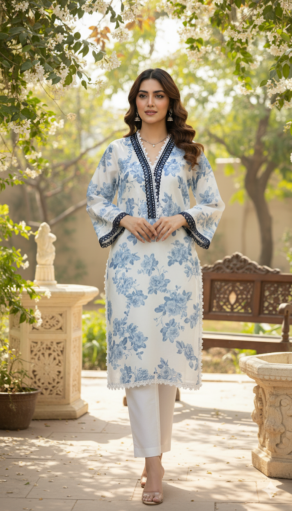 Blue Hydrangea Kurta Set