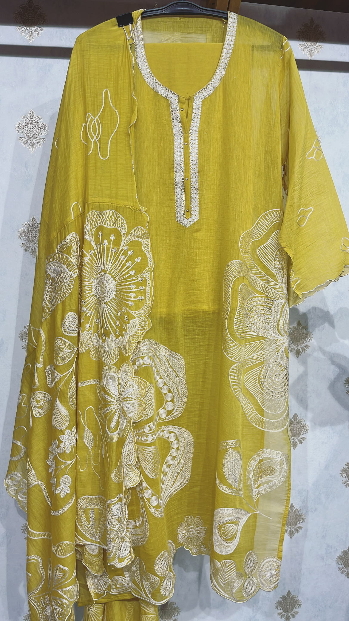 Abu Jani Inspired Mustard Yellow Embroidered Suit