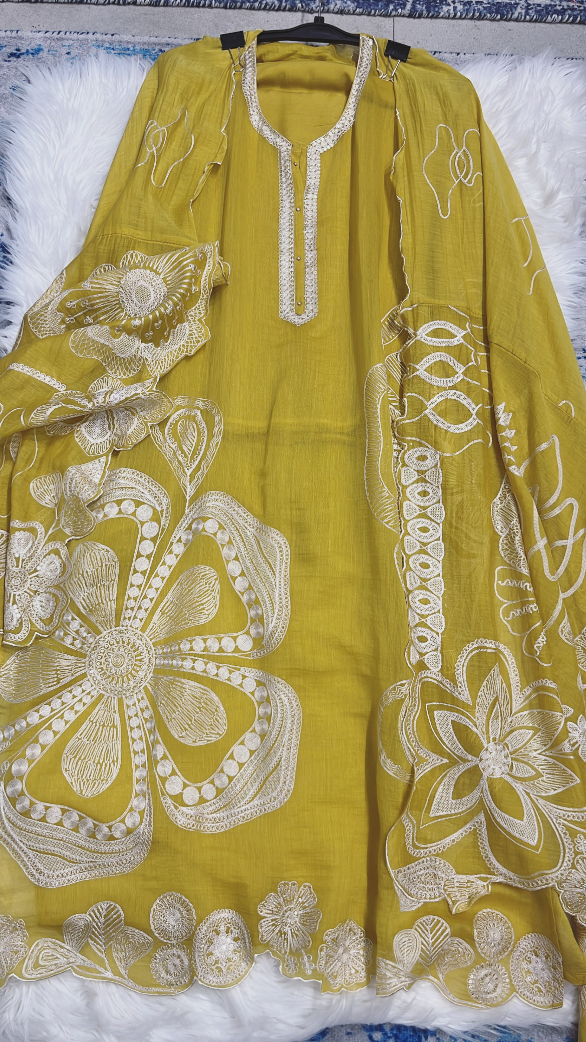 Abu Jani Inspired Mustard Yellow Embroidered Suit