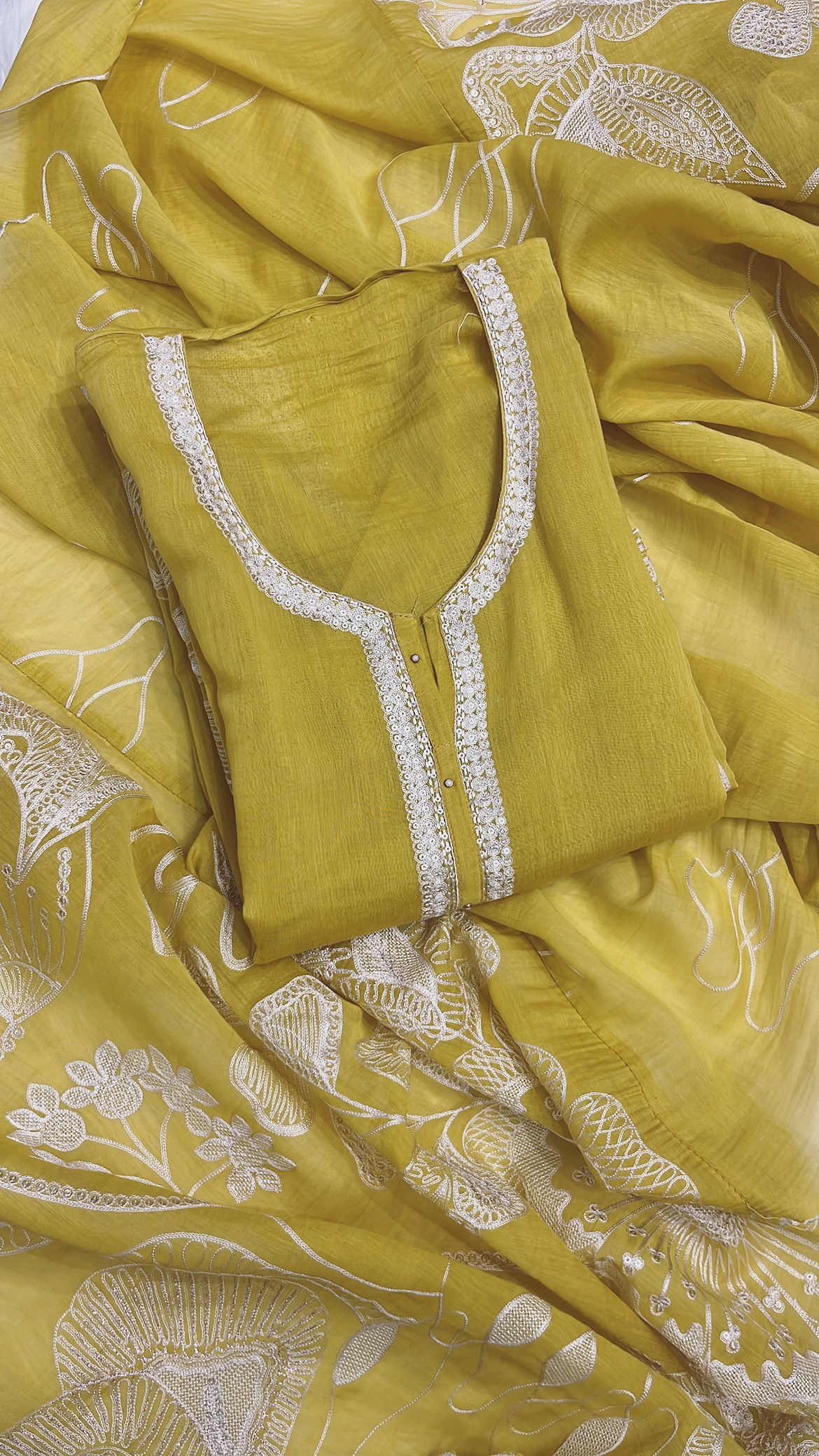 Abu Jani Inspired Mustard Yellow Embroidered Suit