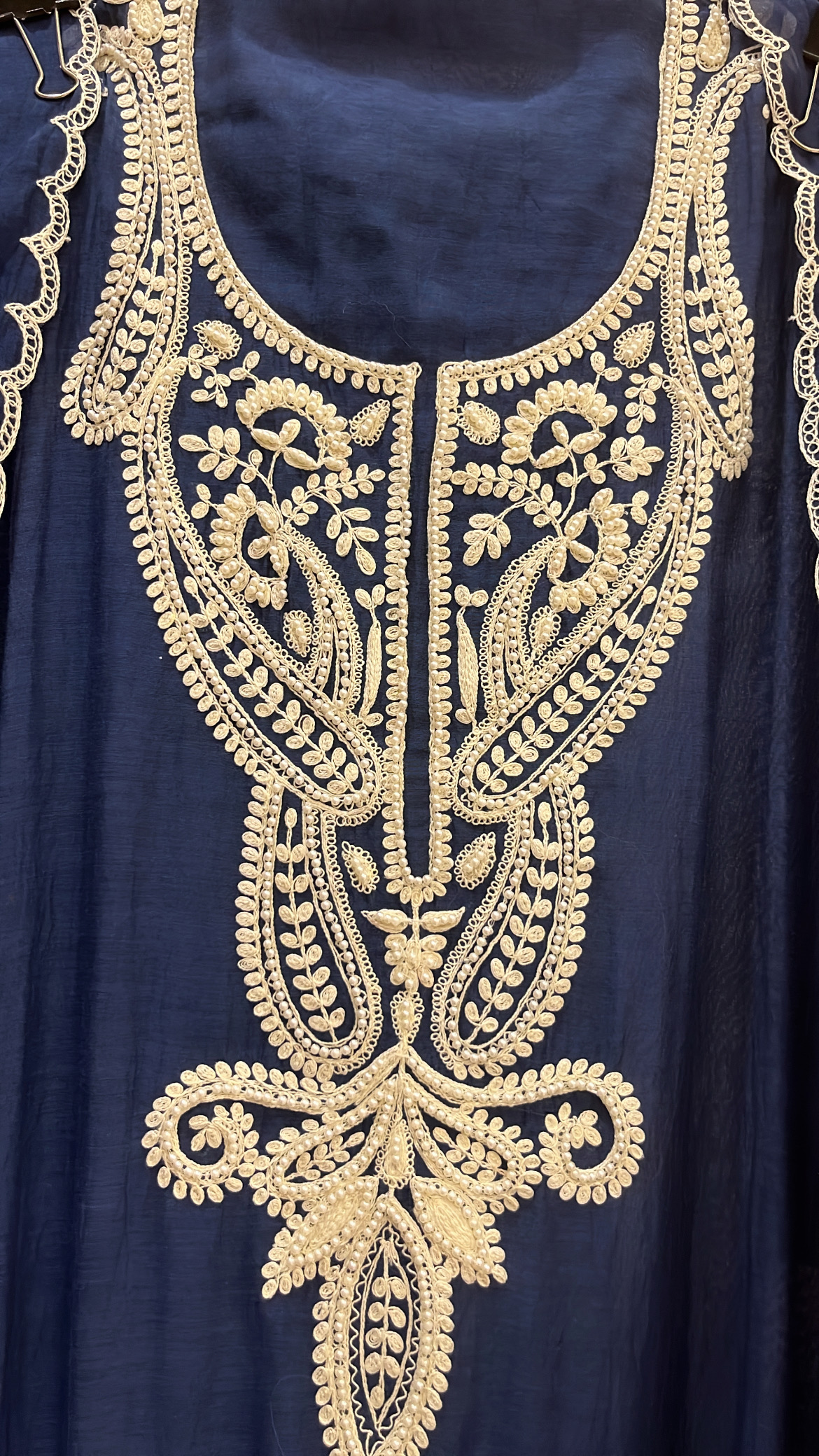 Traditional Blue Embroidered Suit with Pearl Work
