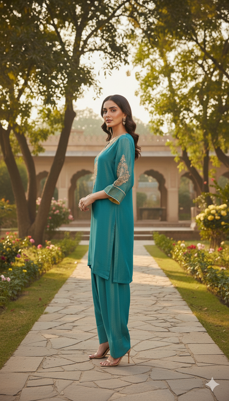 Teal Crush Tissue Co-ord Set
